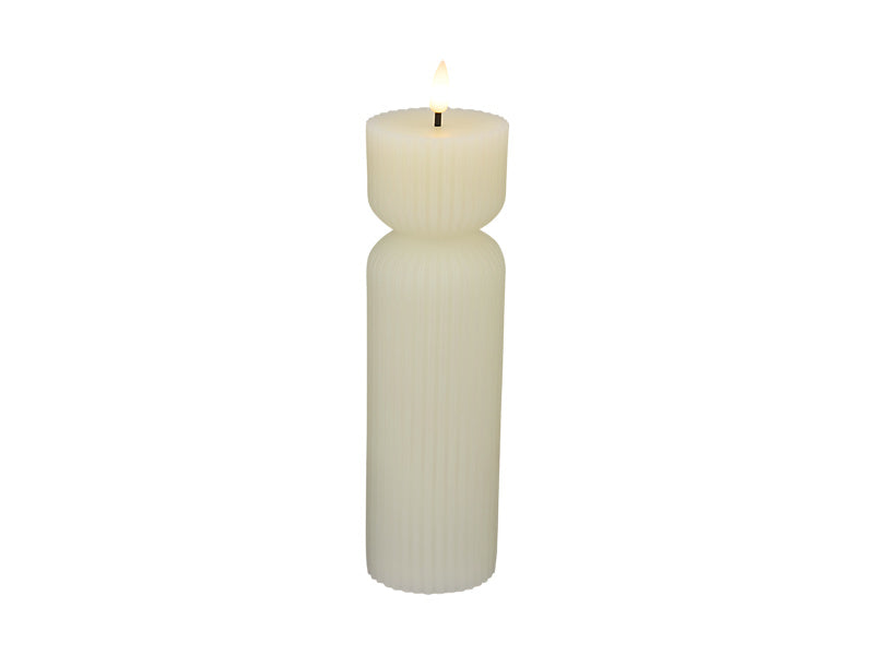 Maxwell & Williams Let's Get Lit Linea LED Sculptural Wax Candle Soy White 7.5 x 18.5cm