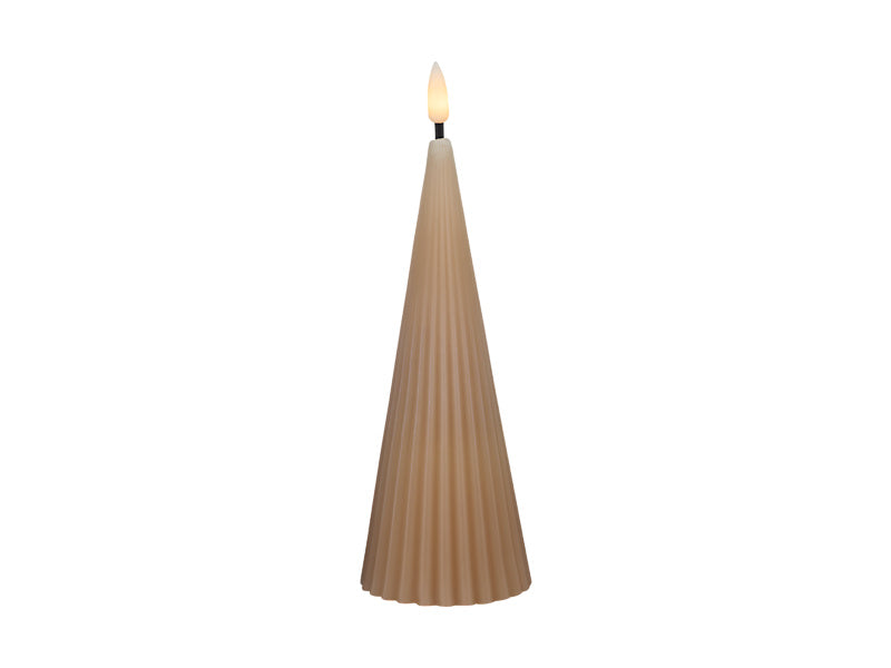 Maxwell & Williams Let's Get Lit Linea LED Cone Wax Candle Taupe 6.5 x 17cm