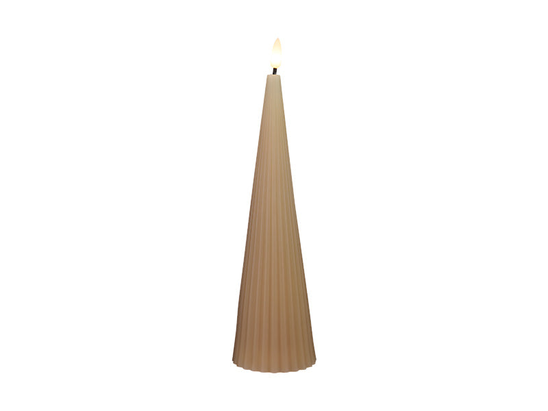 Maxwell & Williams Let's Get Lit Linea LED Cone Wax Candle Taupe 6.5 x 17cm