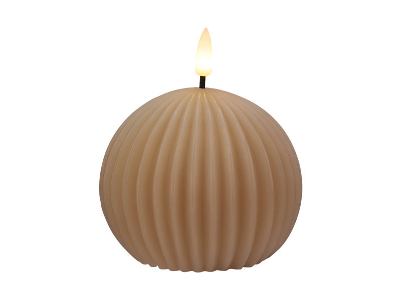 Maxwell & Williams Let's Get Lit Linea LED Round Wax Candle Taupe 10 x 9cm