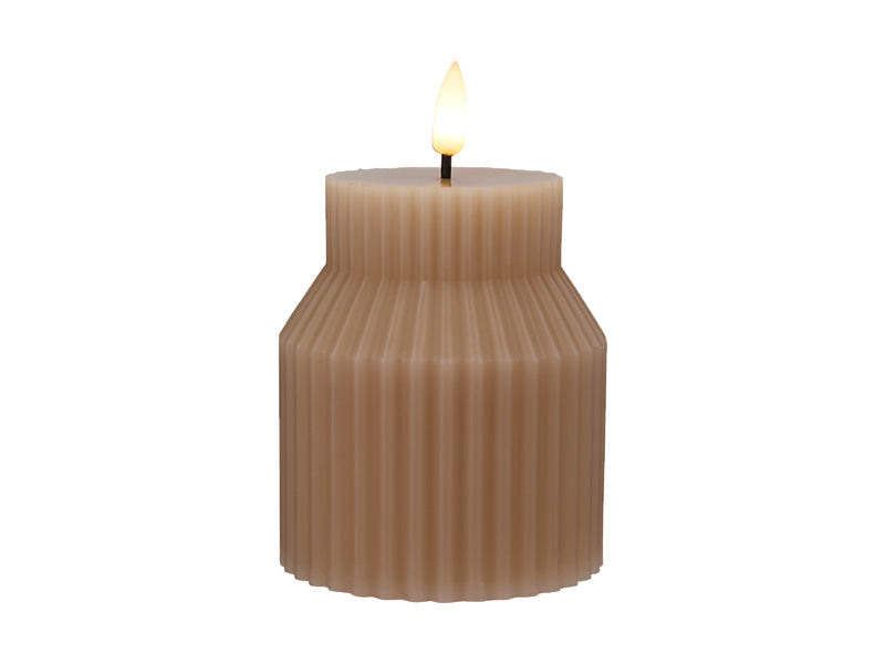 Maxwell & Williams Let's Get Lit Linea LED Sculptural Wax Candle Taupe 7.5 x 18.5cm