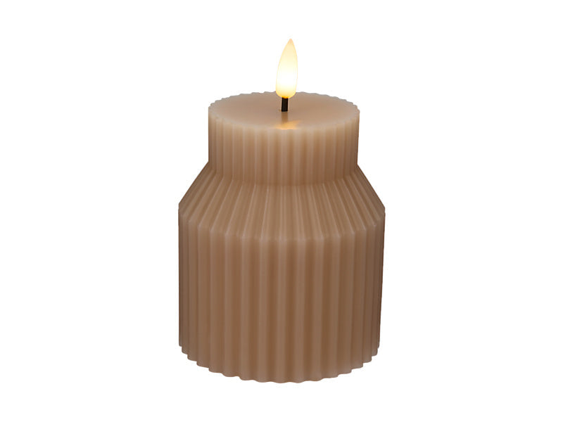 Maxwell & Williams Let's Get Lit Linea LED Sculptural Wax Candle Taupe 6.5 x 22cm