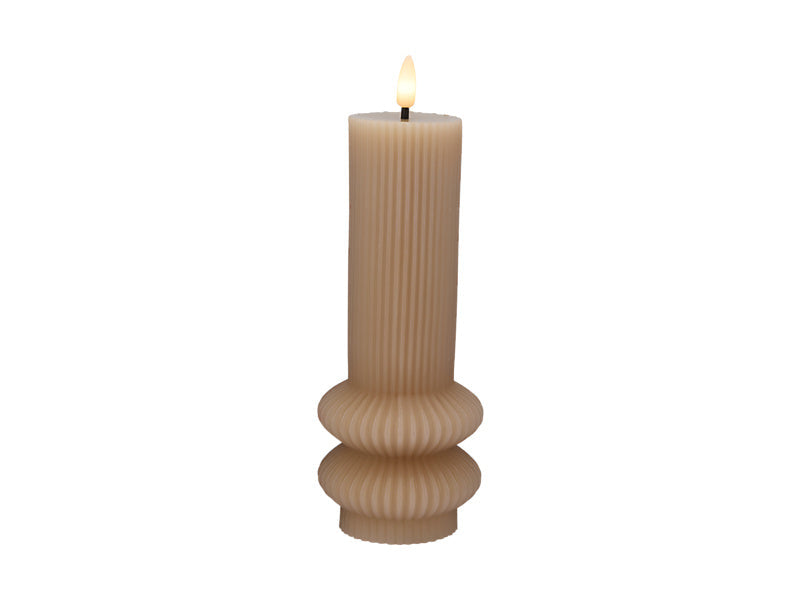 Maxwell & Williams Let's Get Lit Linea LED Sculptural Wax Candle Taupe 6.5 x 22cm