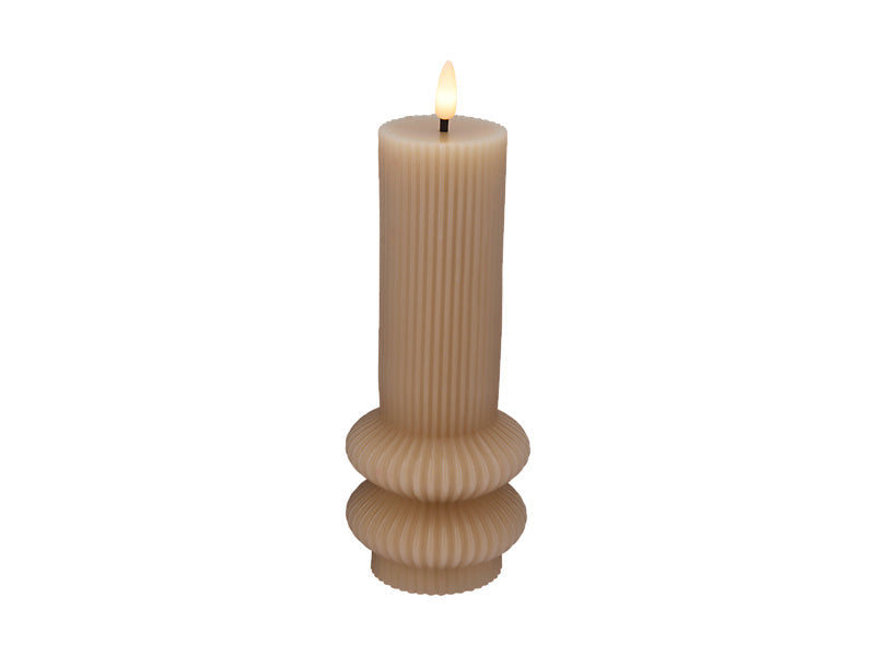 Maxwell & Williams Let's Get Lit Linea LED Sculptural Wax Candle Taupe 8.5 x 10cm