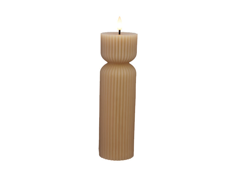 Maxwell & Williams Let's Get Lit Linea LED Sculptural Wax Candle Taupe 7.5 x 18.5cm