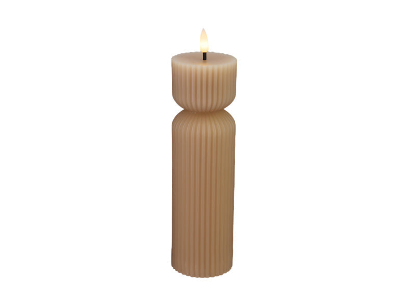 Maxwell & Williams Let's Get Lit Linea LED Sculptural Wax Candle Taupe 8.5 x 10cm