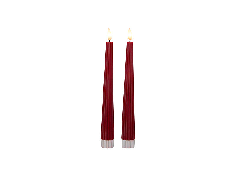 Maxwell & Williams Let's Get Lit Linea LED Taper Wax Candle Cherry Red 22cm 2 Piece