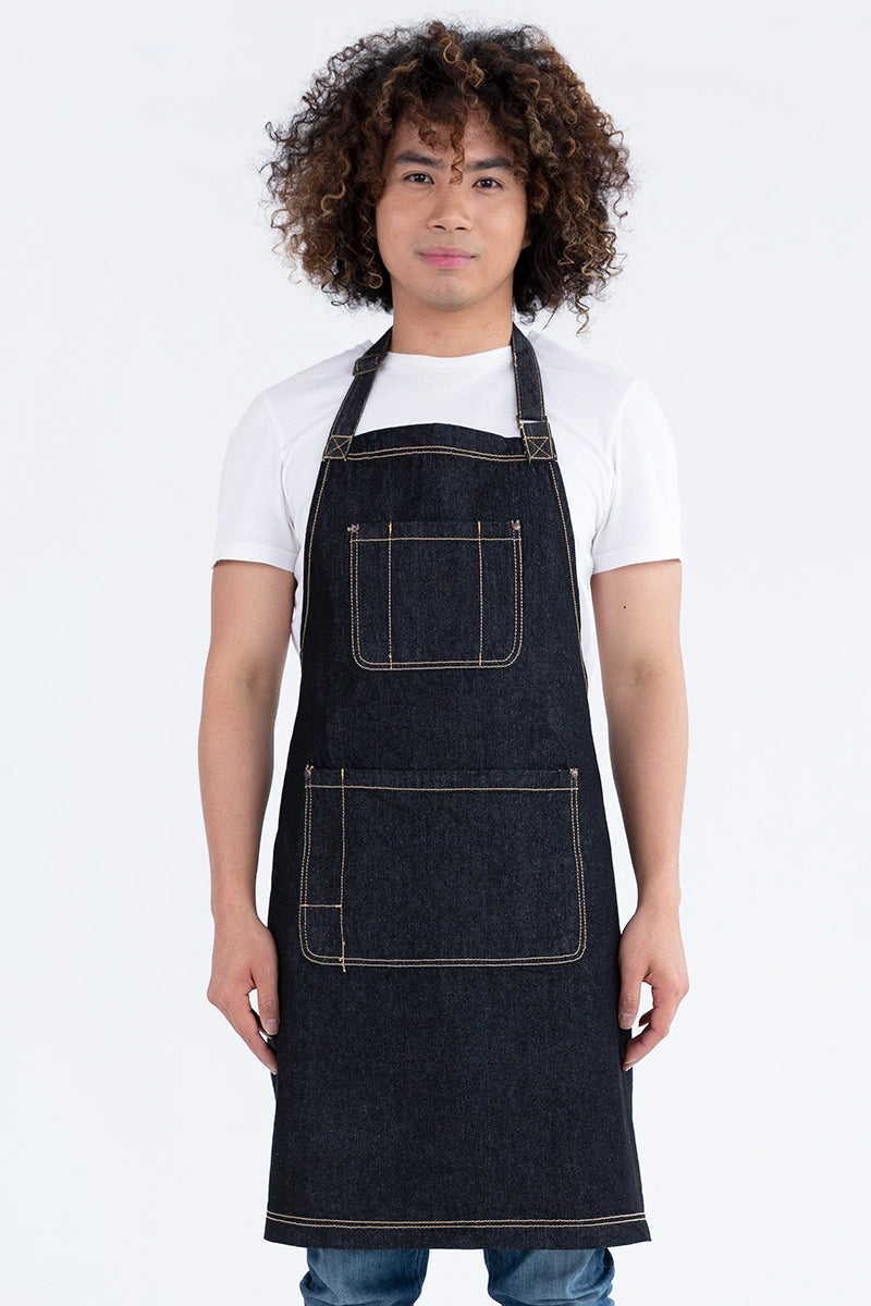 Aussie Chef Leo Denim Bib Apron - Black