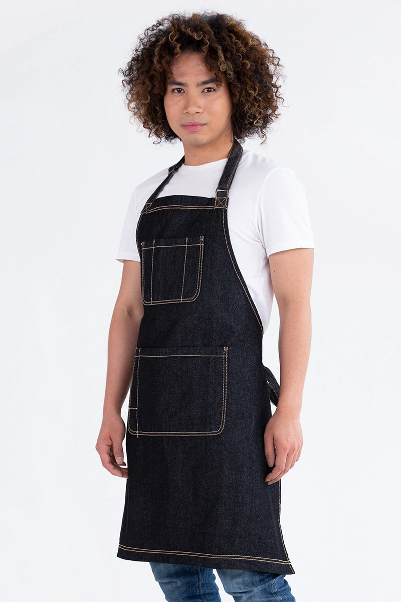 Aussie Chef Leo Denim Bib Apron - Black