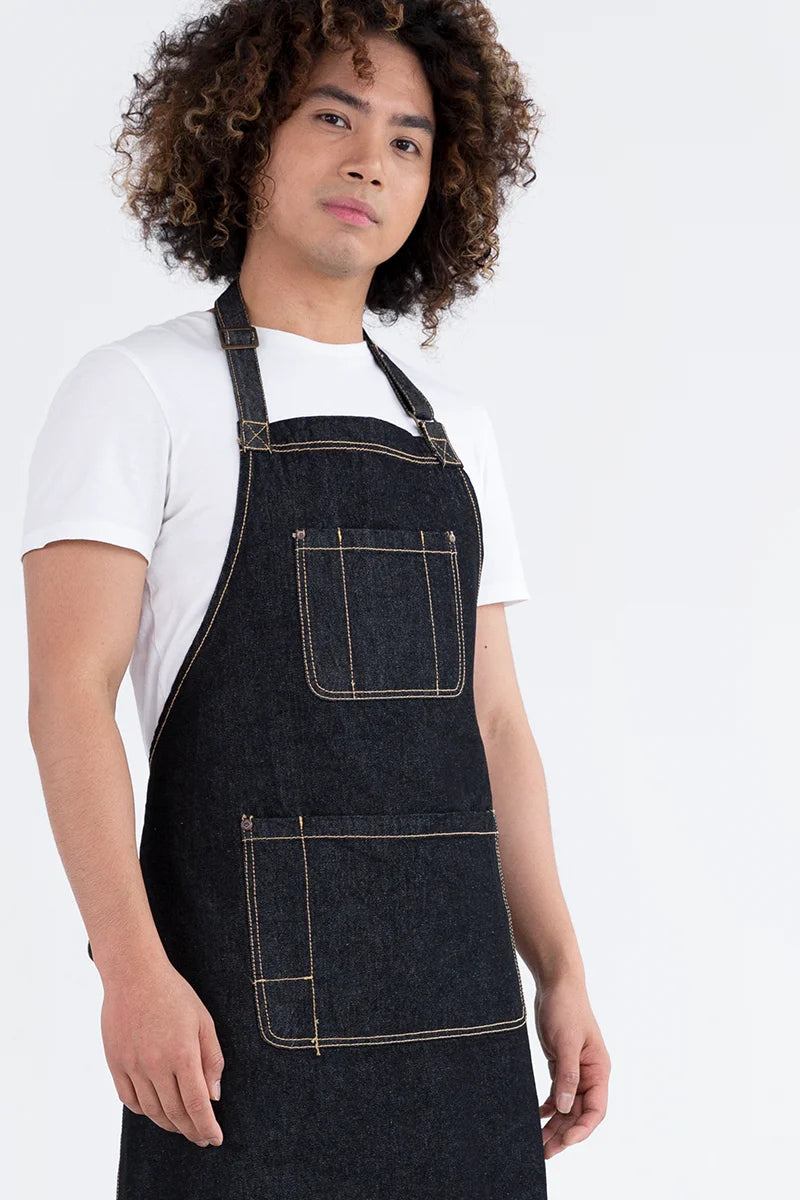 Aussie Chef Leo Denim Bib Apron - Black