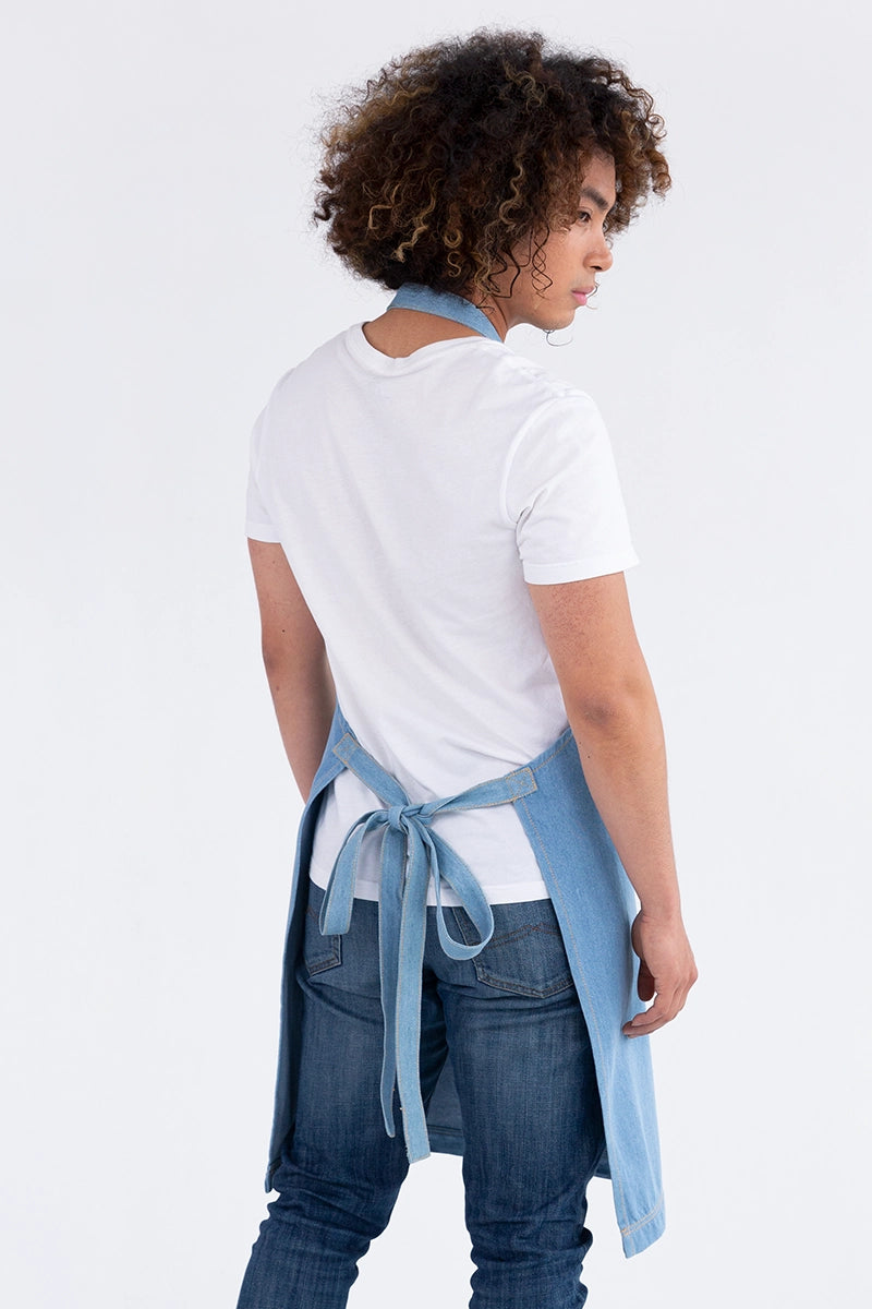 Aussie Chef Leo Denim Bib Apron - Chambray Blue