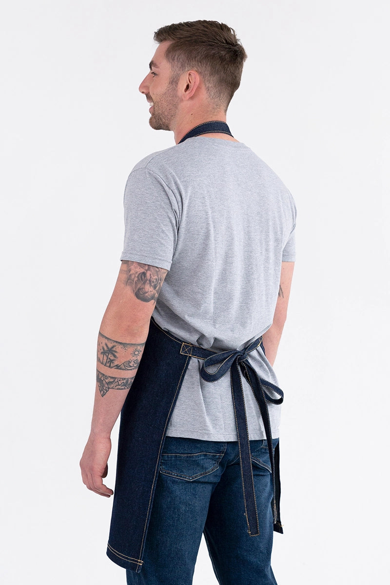 Aussie Chef Leo Denim Bib Apron - Navy Blue