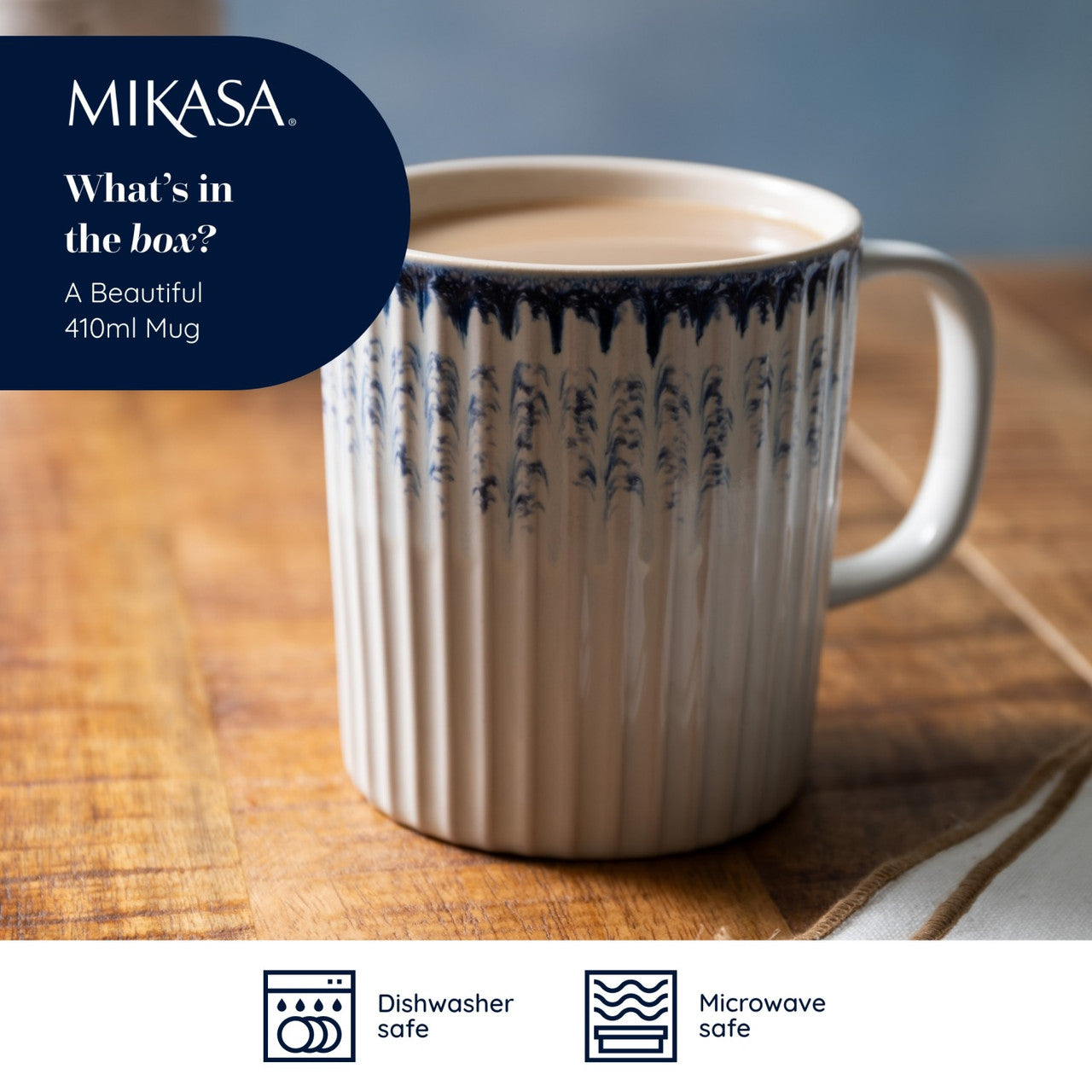 Mikasa Stoneware Mug 410ml (Blue Textured)