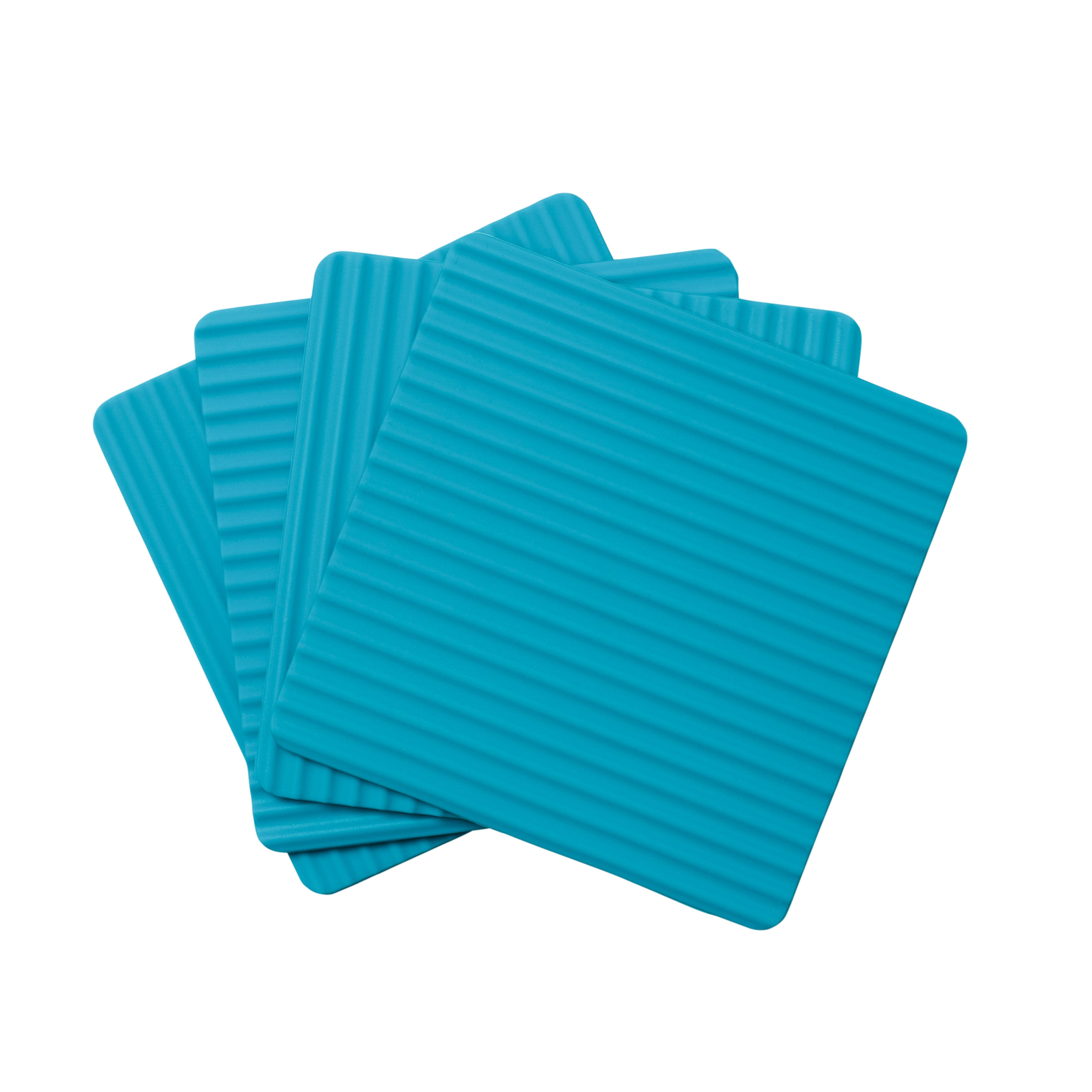 Zeal Silicone Square Coasters Aqua 4 Piece Set