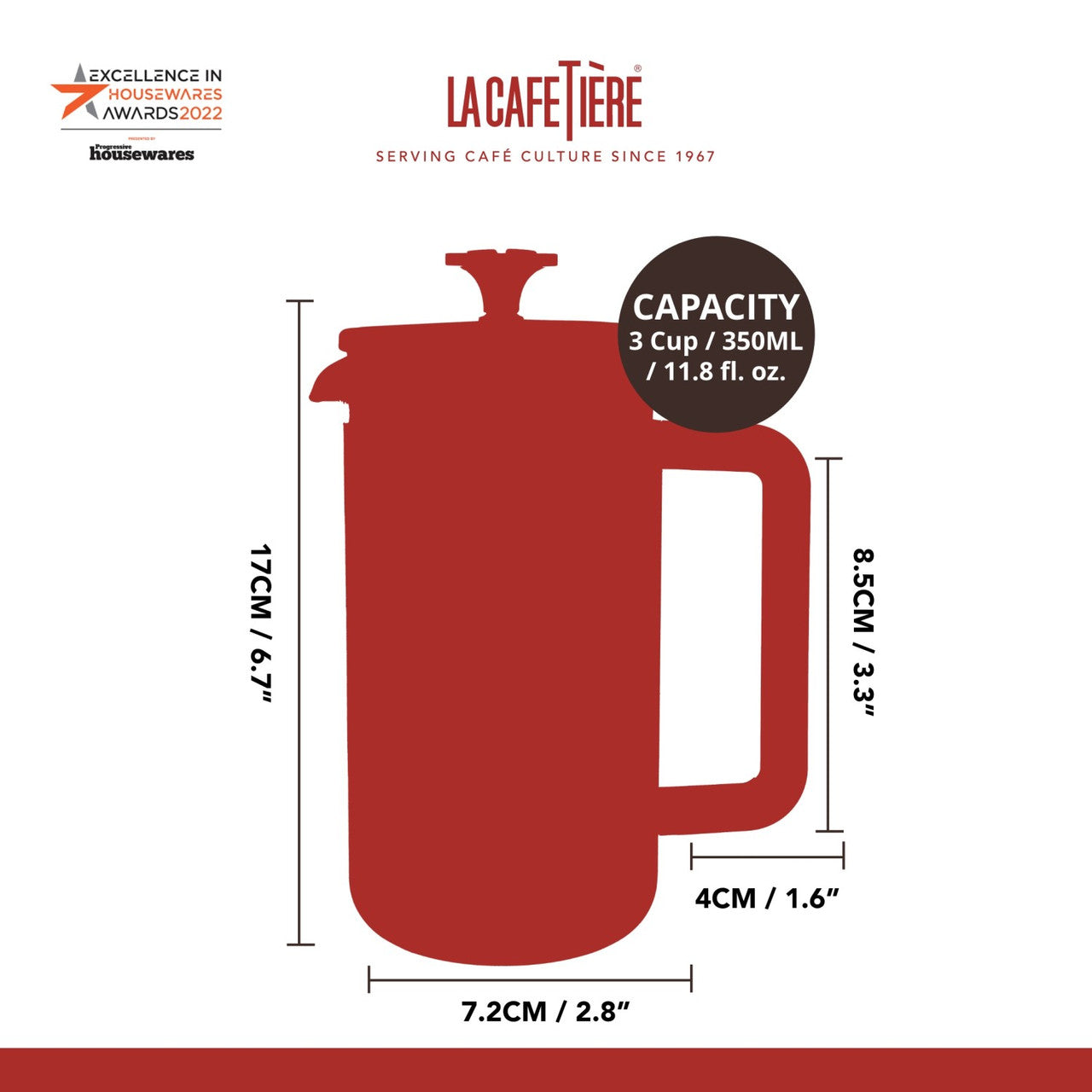 La Cafetière Pisa Stainless Steel Cafetière 3 Cup / 350ml (Copper)