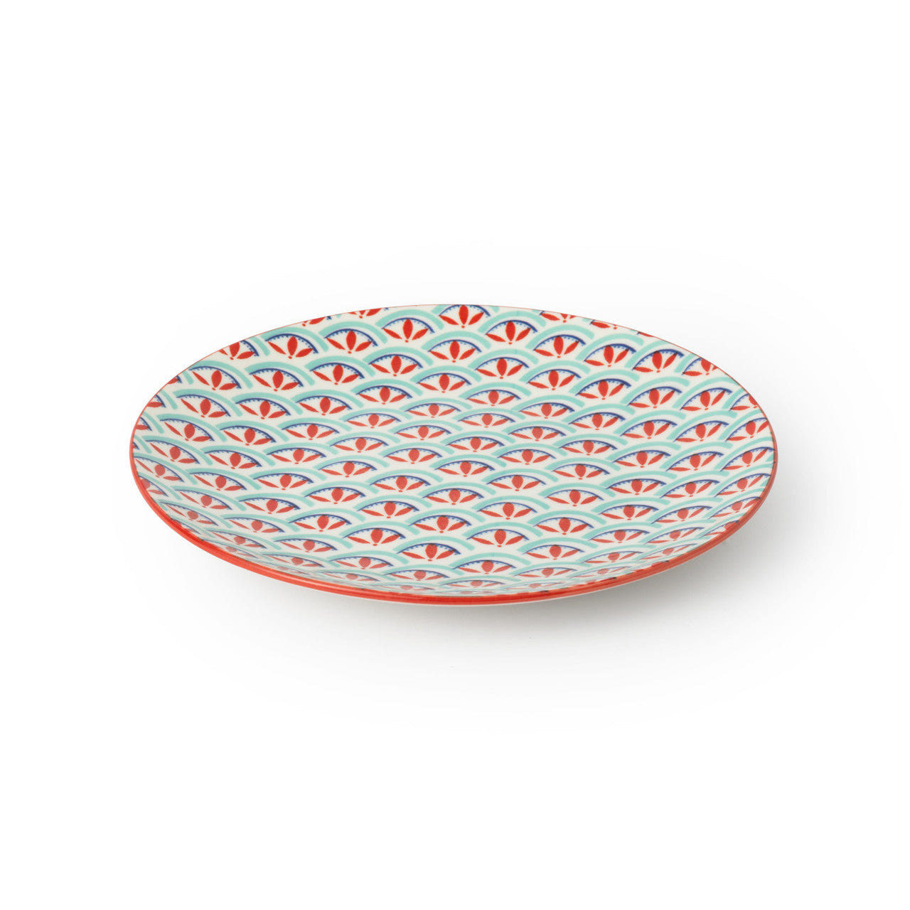Mikasa Stoneware Side Plate 18cm (Green & Blue Geometric)