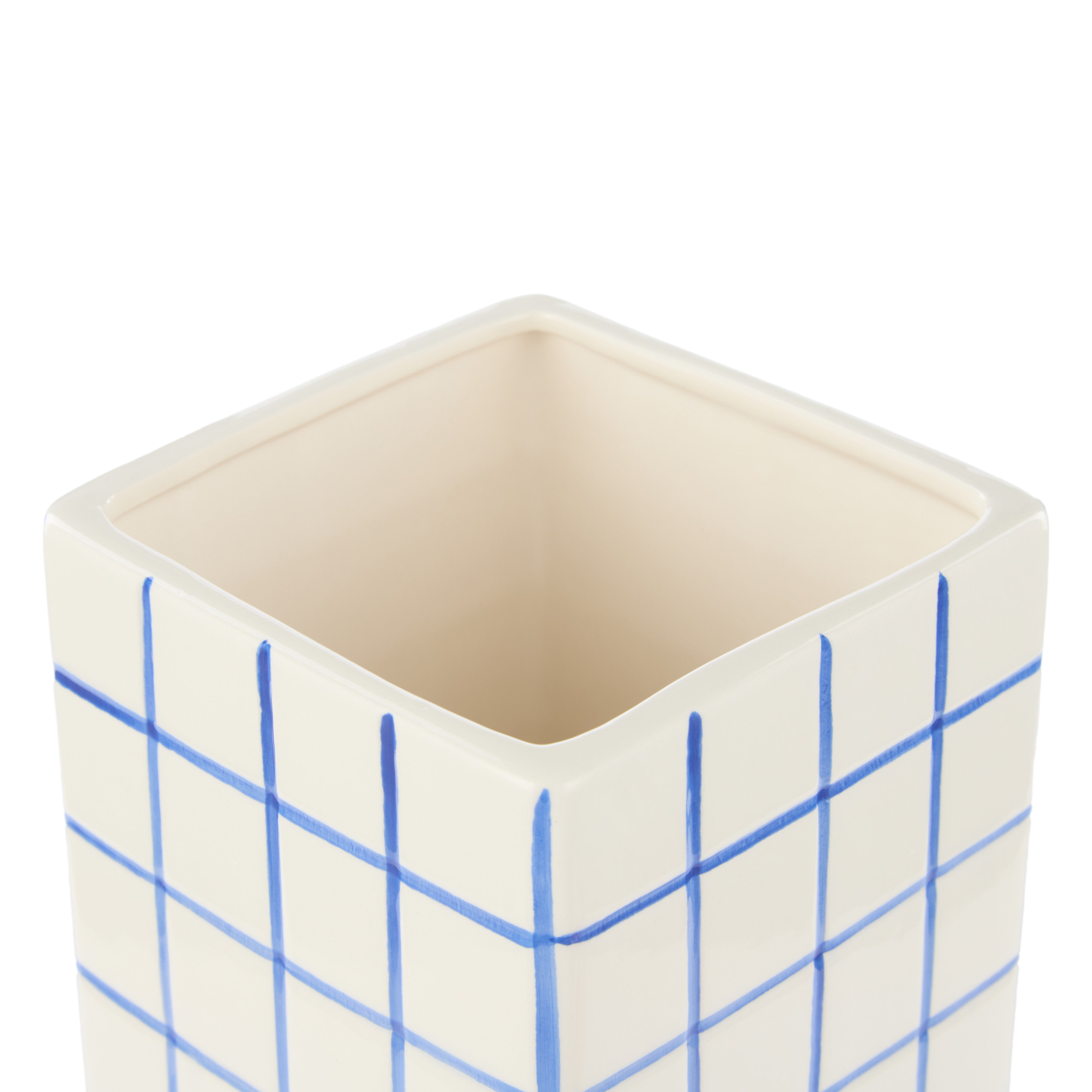 Emporium Lulu Collection Grid Vase Square Blue