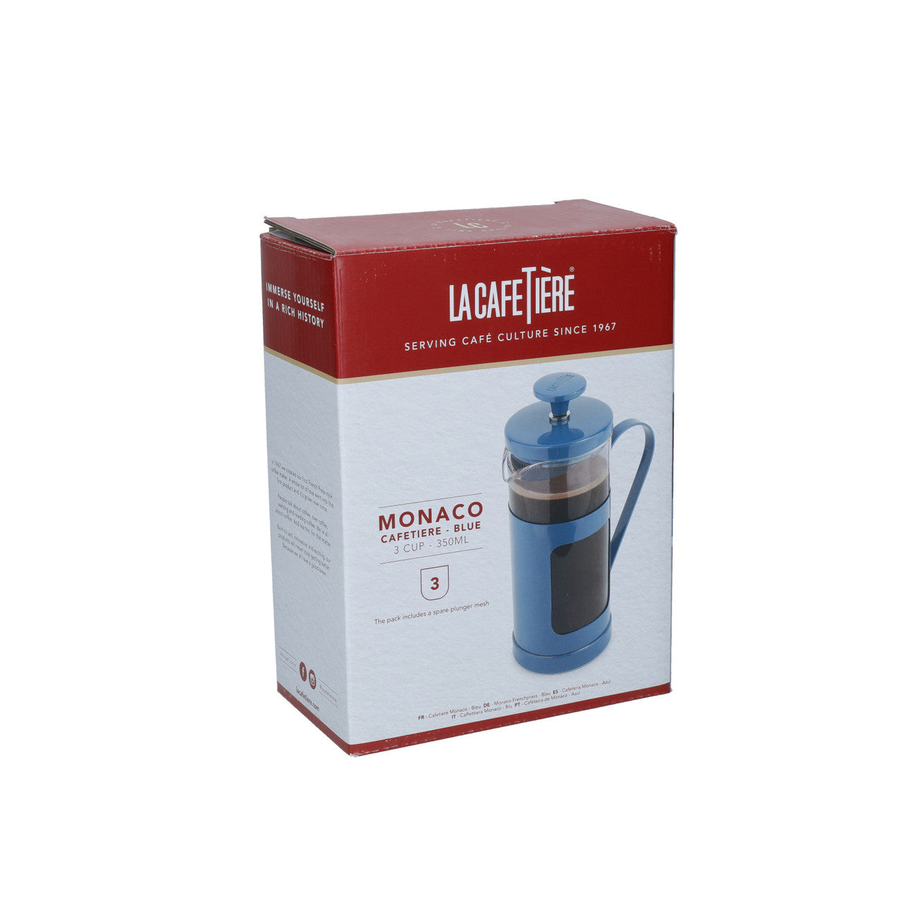 La Cafetière Monaco Stainless Steel Cafetière 3 Cup / 350ml (Navy Blue)