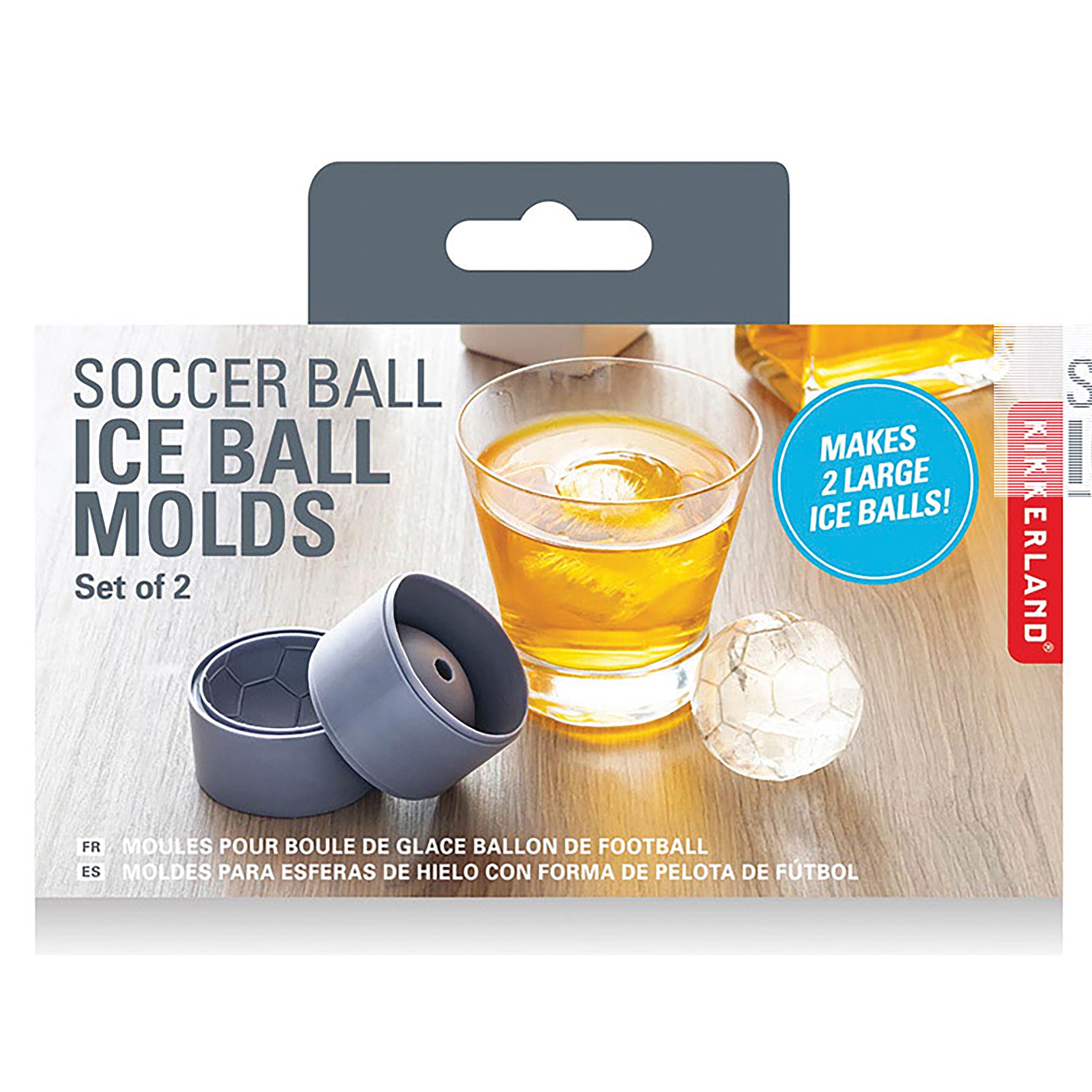 Kikkerland Soccer Ball Ice Ball Moulds 2 Piece Set Black