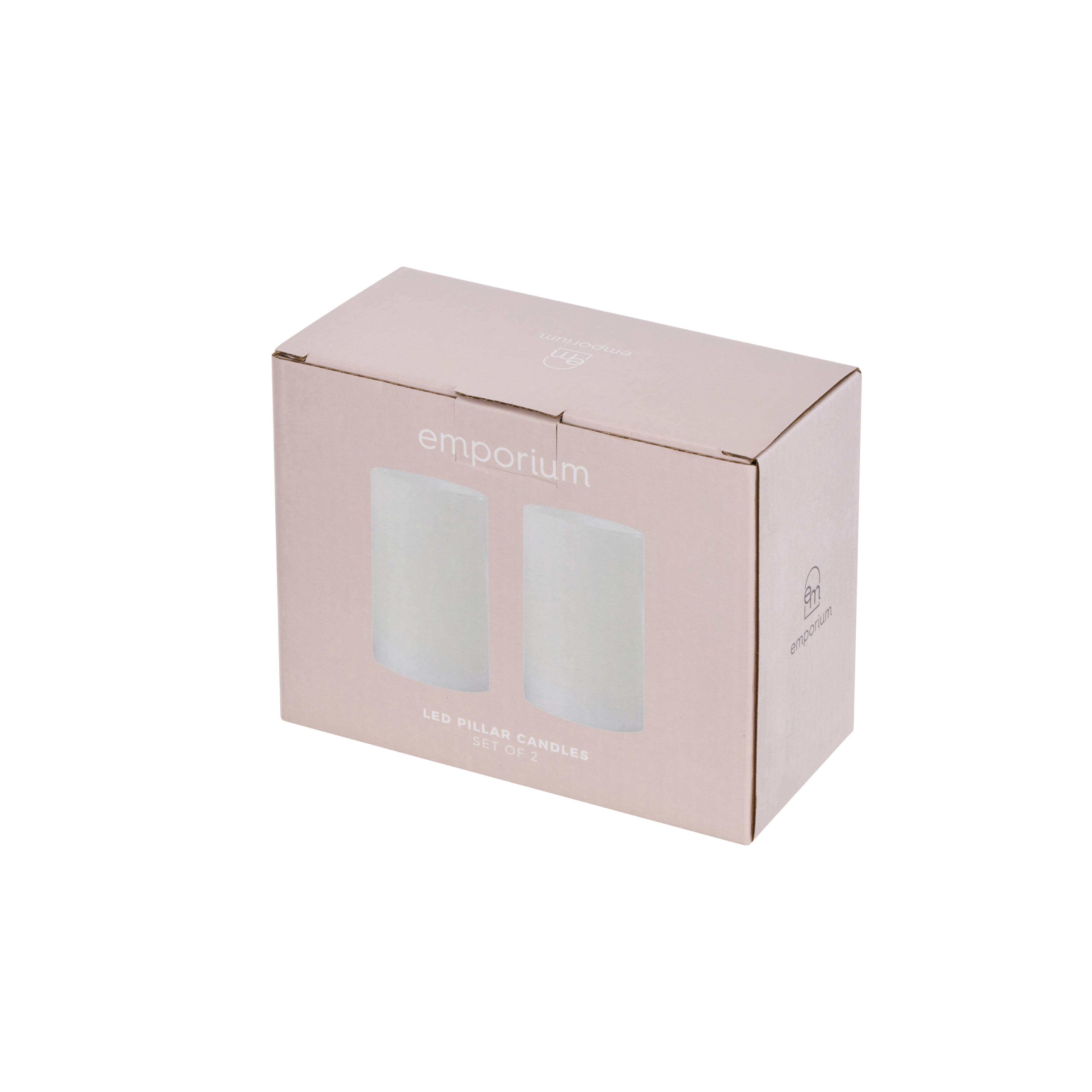 Emporium Pillar LED Candles 2 Piece Set White