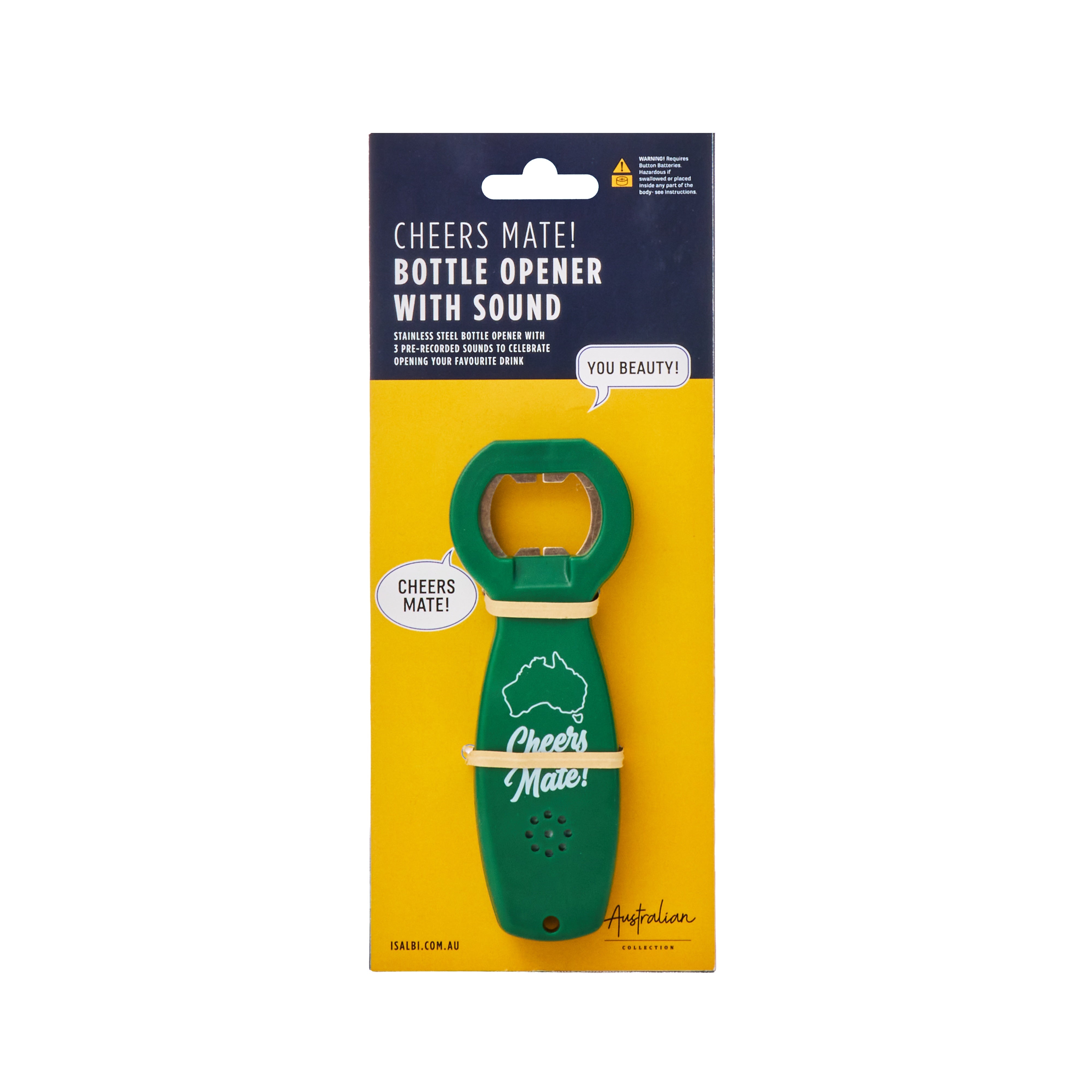 Australian Collection Cheers Mate Bottle Opener with Sound Green