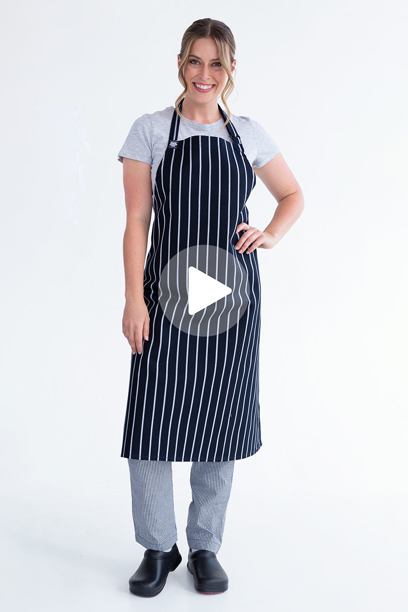Aussie Chef London Bib Apron - Navy/White