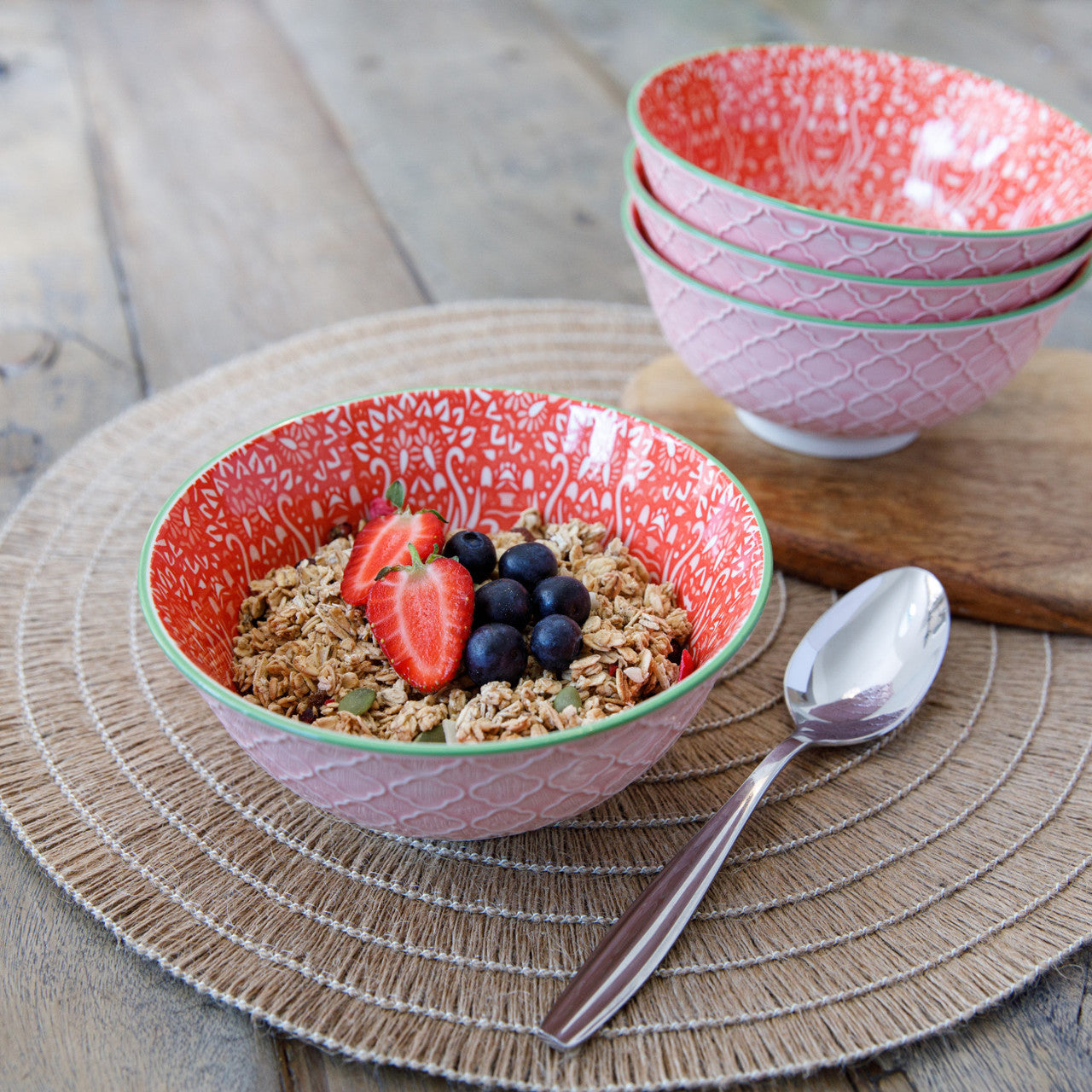 Mikasa Glazed Stoneware Bowl 15.5cm (Red Damask)