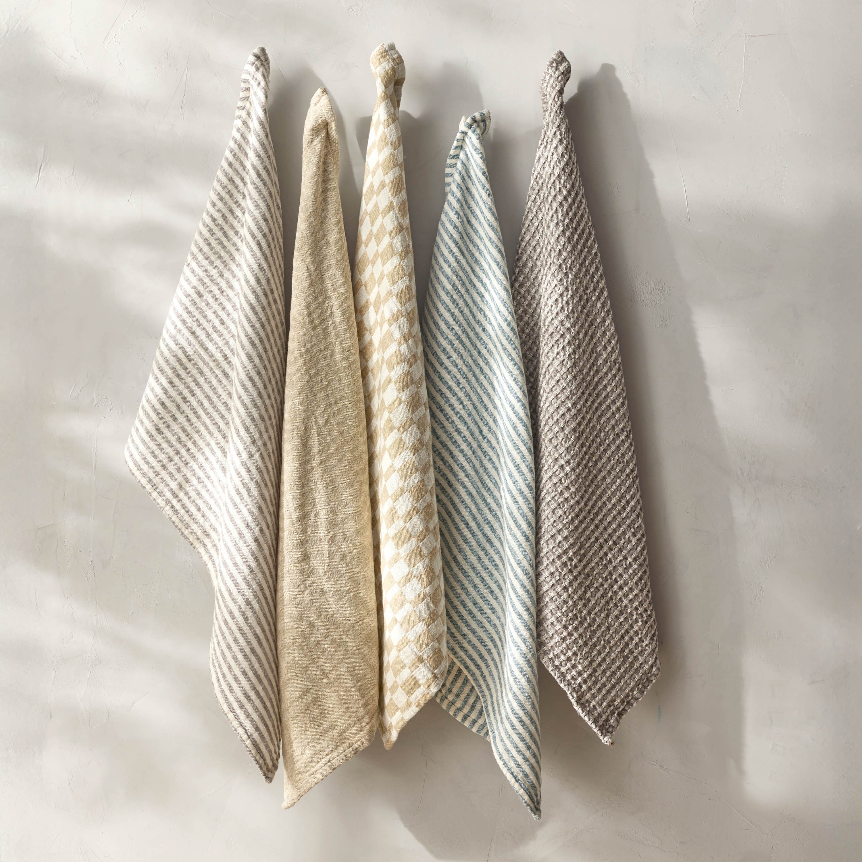 Davis & Waddell Heritage Stripe Cotton Tea Towel 2 Piece Set Grey & White