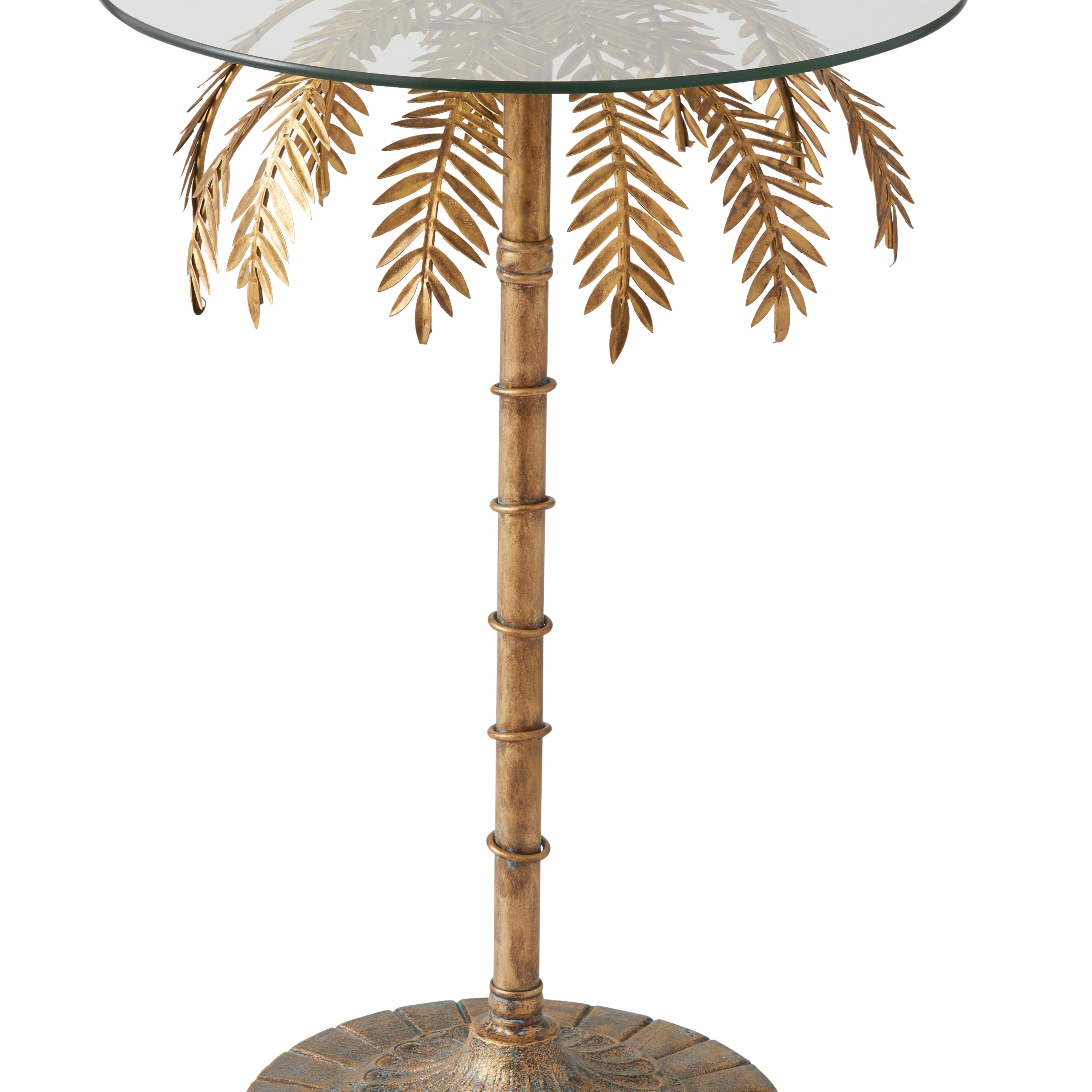 Amalfi Palm Tree Side Table Gold & Clear