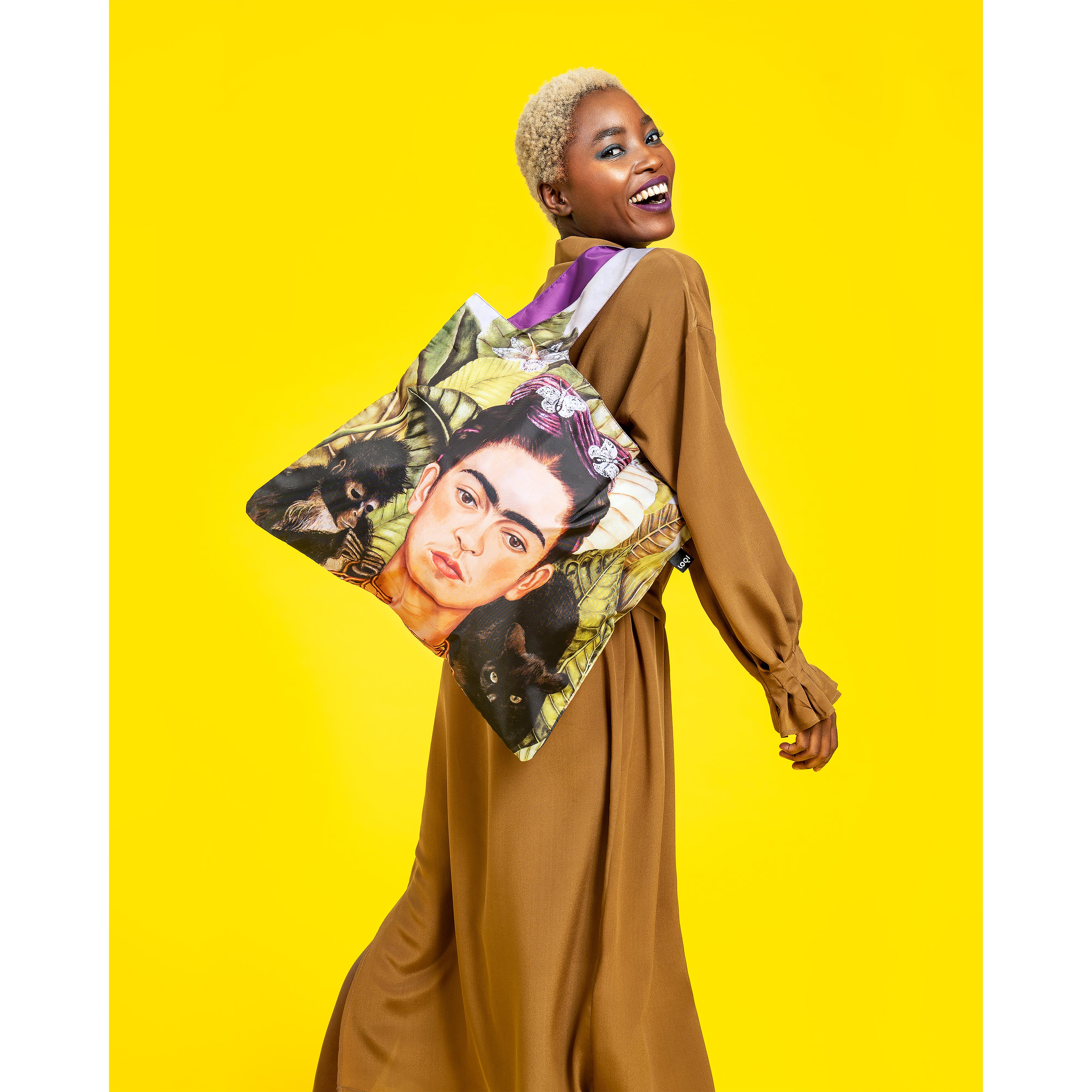 LOQI Frida Kahlo Self Portrait Hummingbird Tote Bag