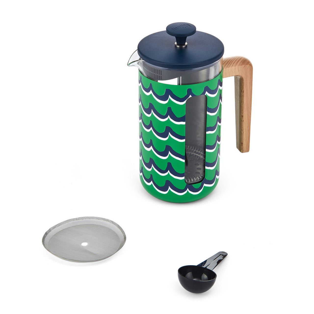 La Cafetière Pisa Stainless Steel Cafetière 8 Cup / 1L (Cyan Tides)