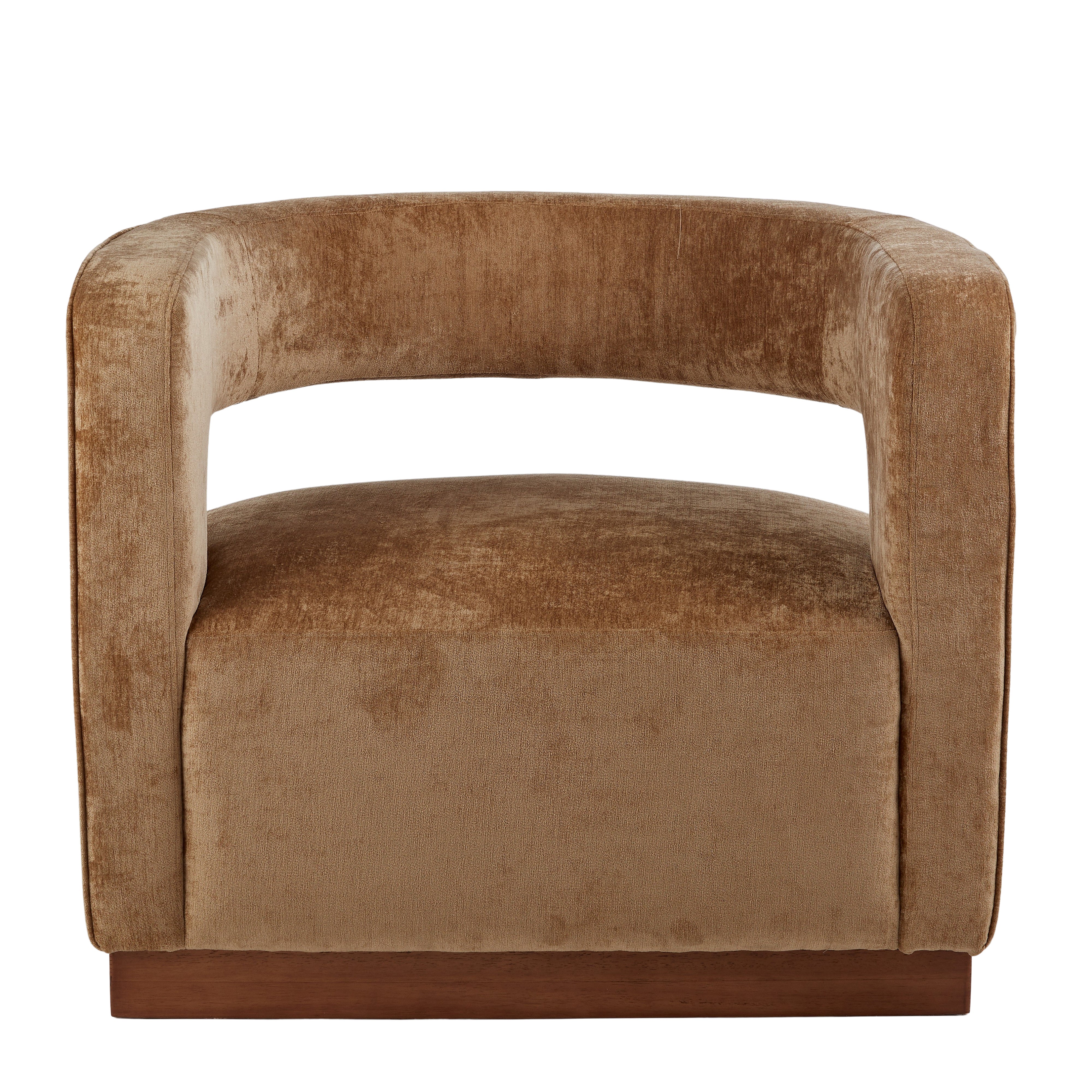 Grand Designs Gold Aged Velvet Armchair Gold & Walnut