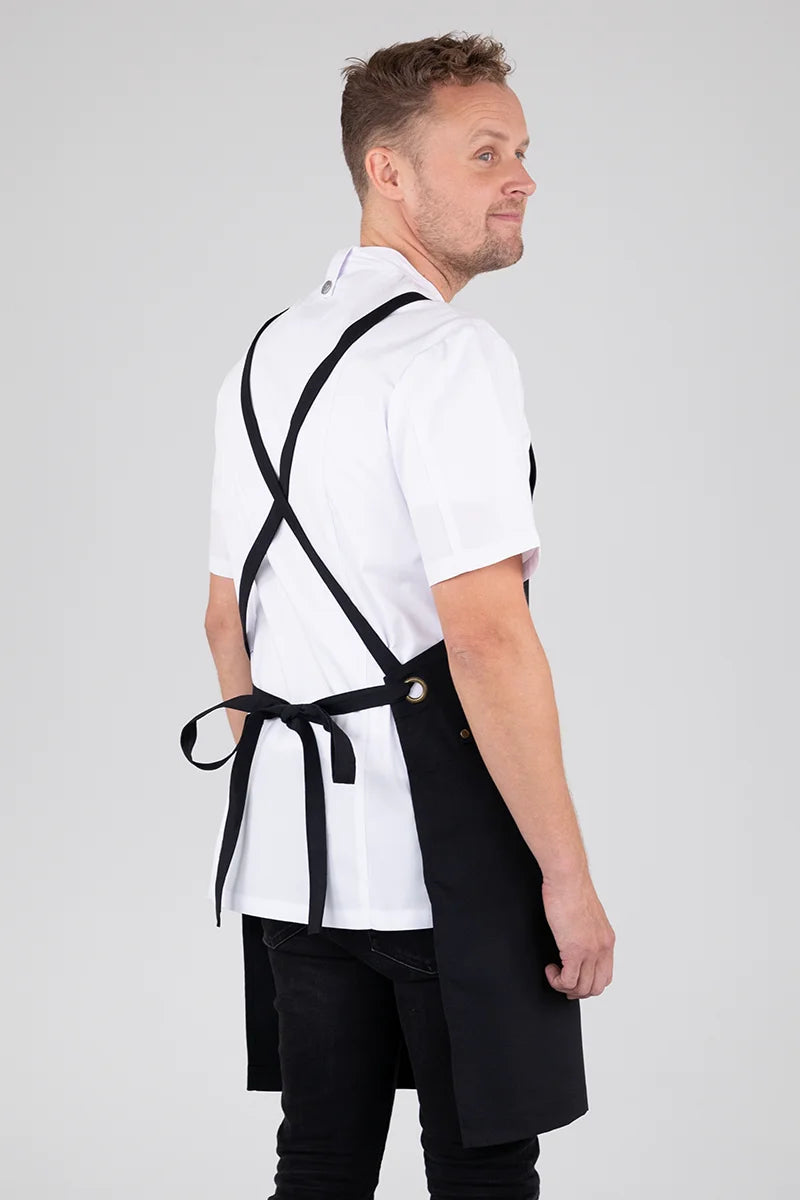 Aussie Chef Luca Cross-Back Bib Apron - Black