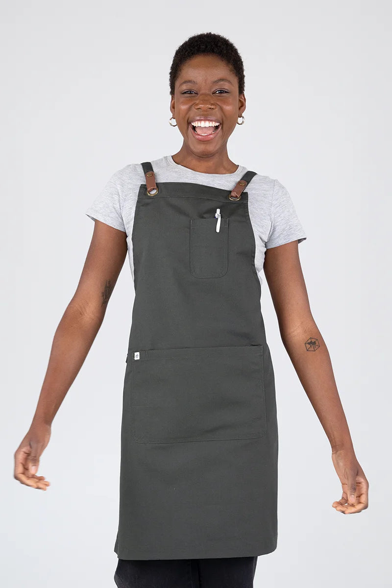 Aussie Chef Luca Bib Apron - Bottle Green