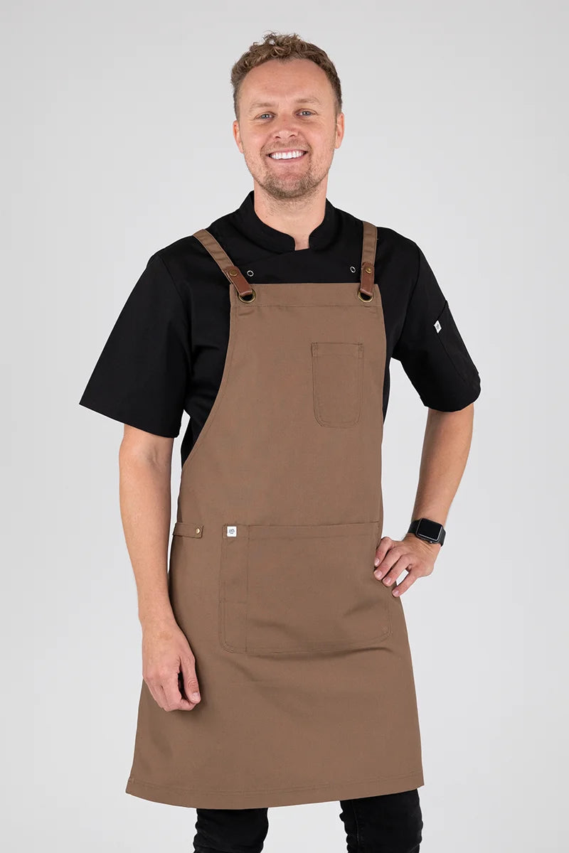 Aussie Chef Luca Bib Apron - Coffee