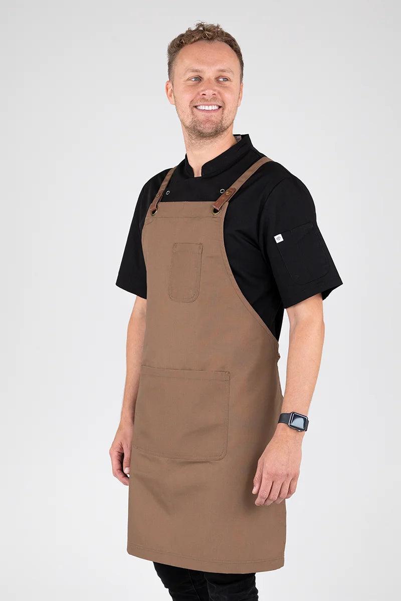 Aussie Chef Luca Bib Apron - Coffee