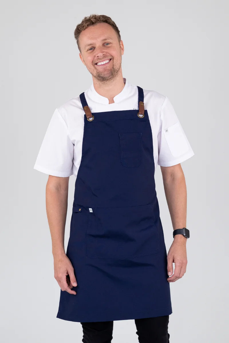 Aussie Chef Luca Bib Apron - Navy