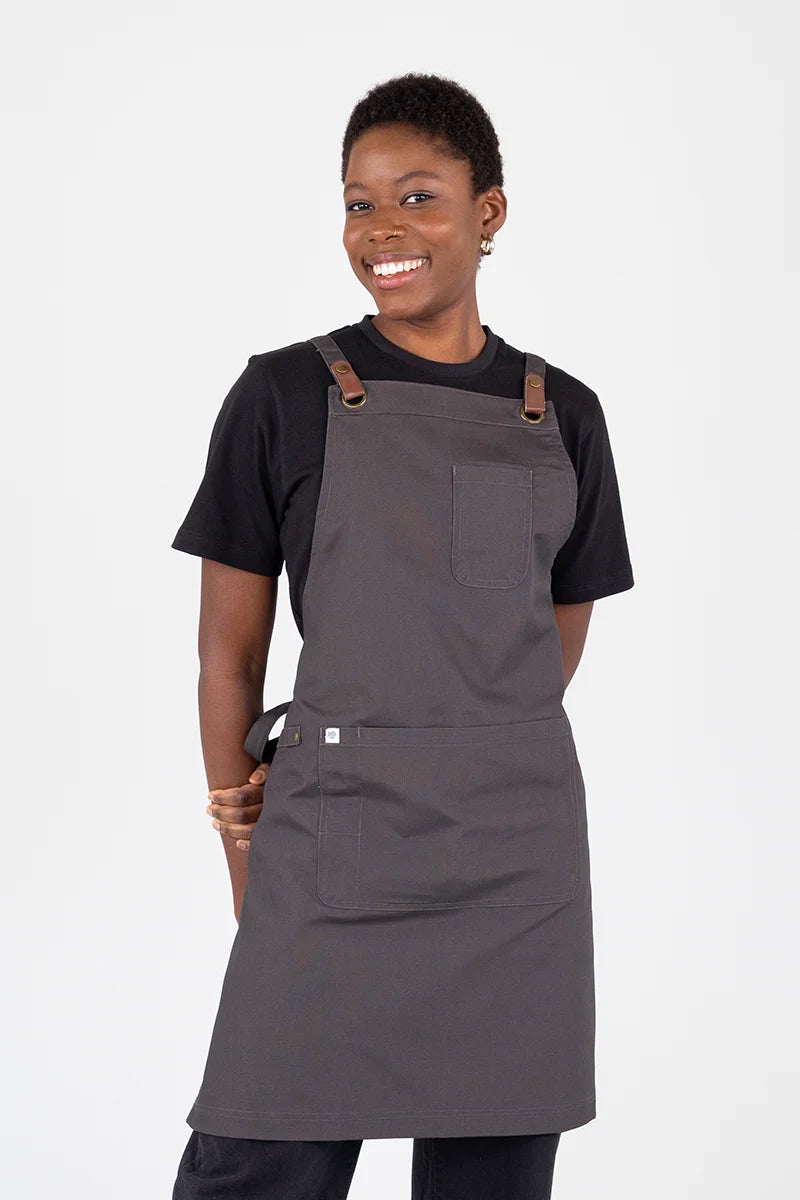Aussie Chef Luca Bib Apron - Slate Grey