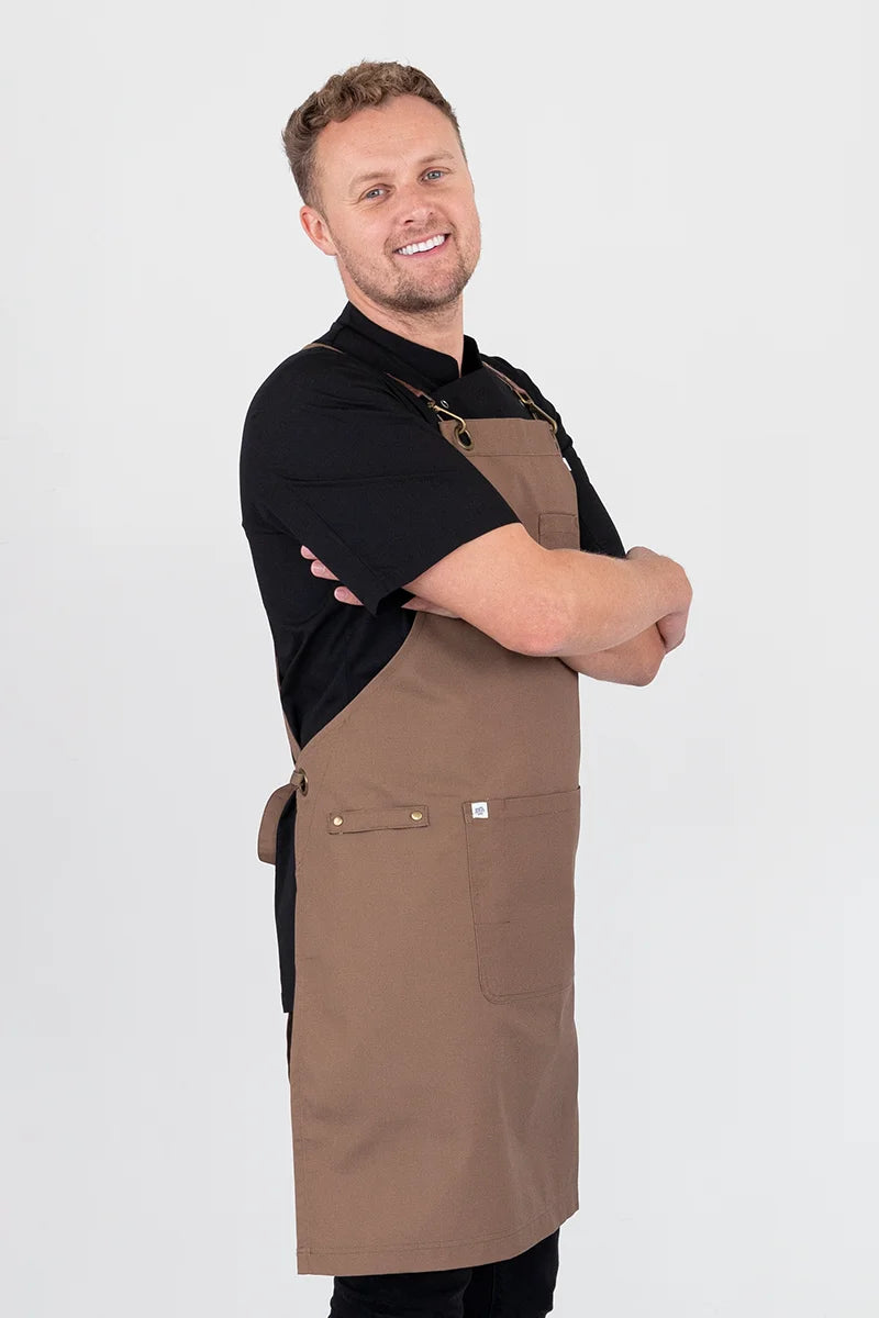 Aussie Chef Luna Bib Apron - Coffee