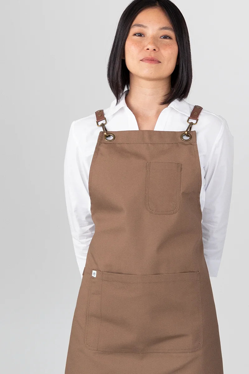 Aussie Chef Luna Bib Apron - Coffee