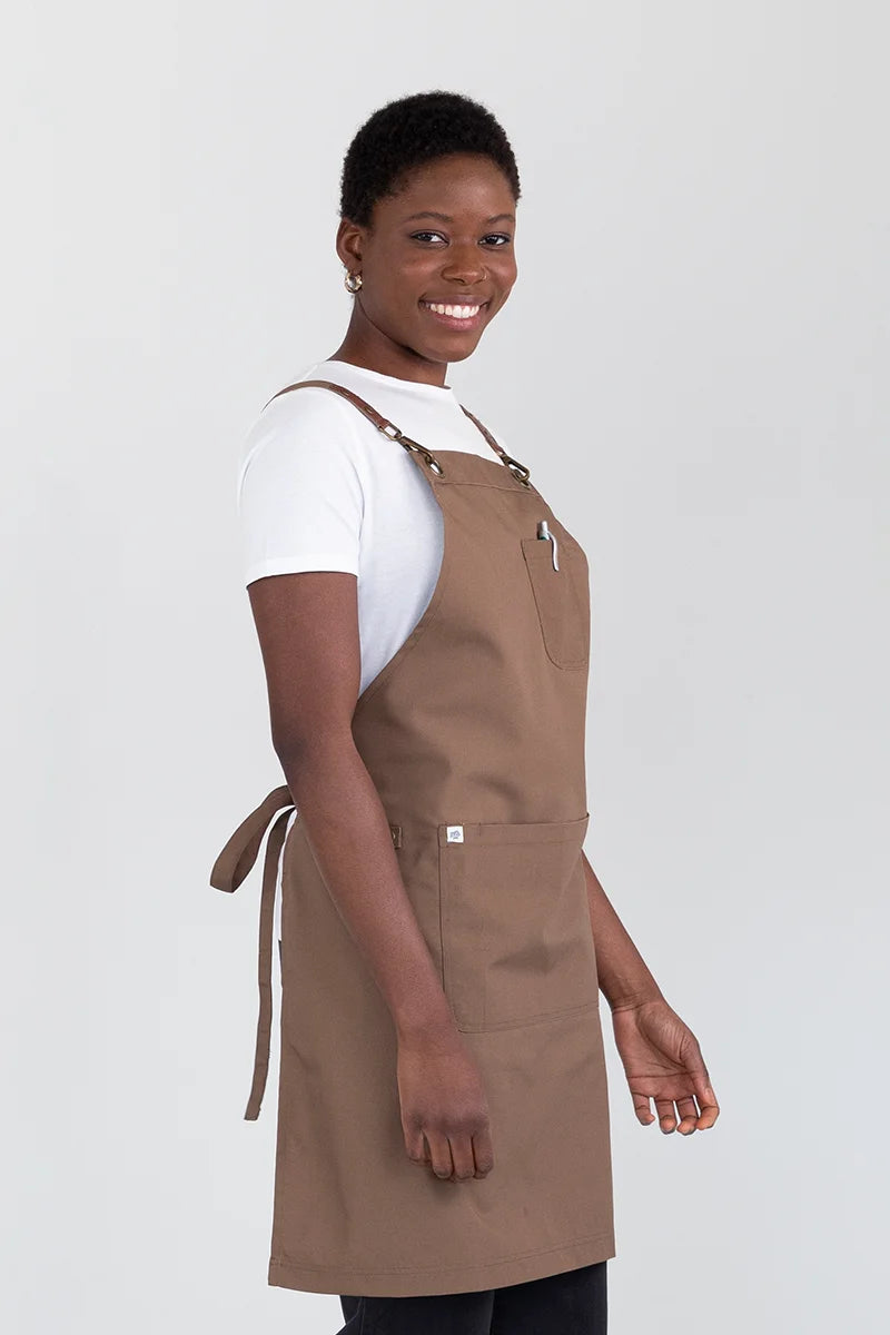 Aussie Chef Luna Bib Apron - Coffee