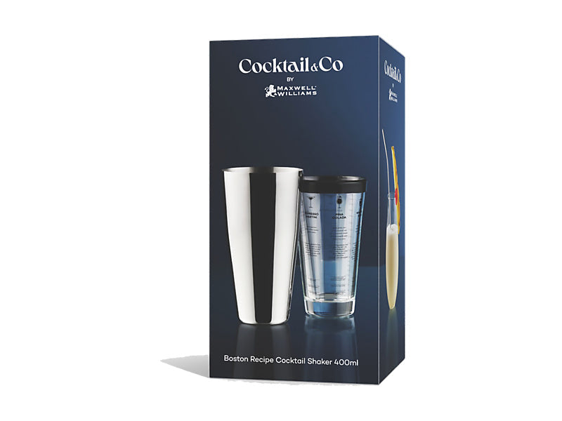 Maxwell & Williams Cocktail & Co Boston Cocktail Recipe Shaker Clear 400ml