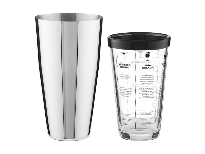 Maxwell & Williams Cocktail & Co Boston Cocktail Recipe Shaker Clear 400ml