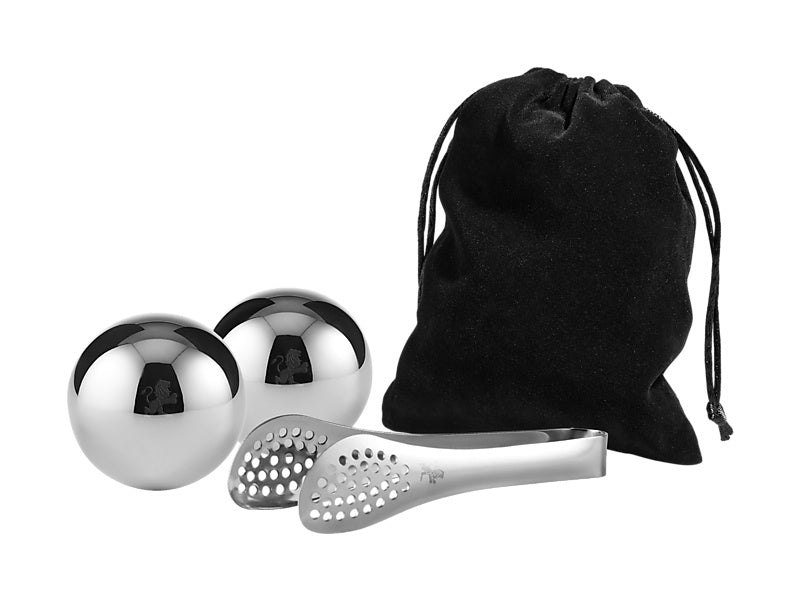 Maxwell & Williams Cocktail & Co Reusable Ice Ball with Tongs Stainless Steel 2 Piece
