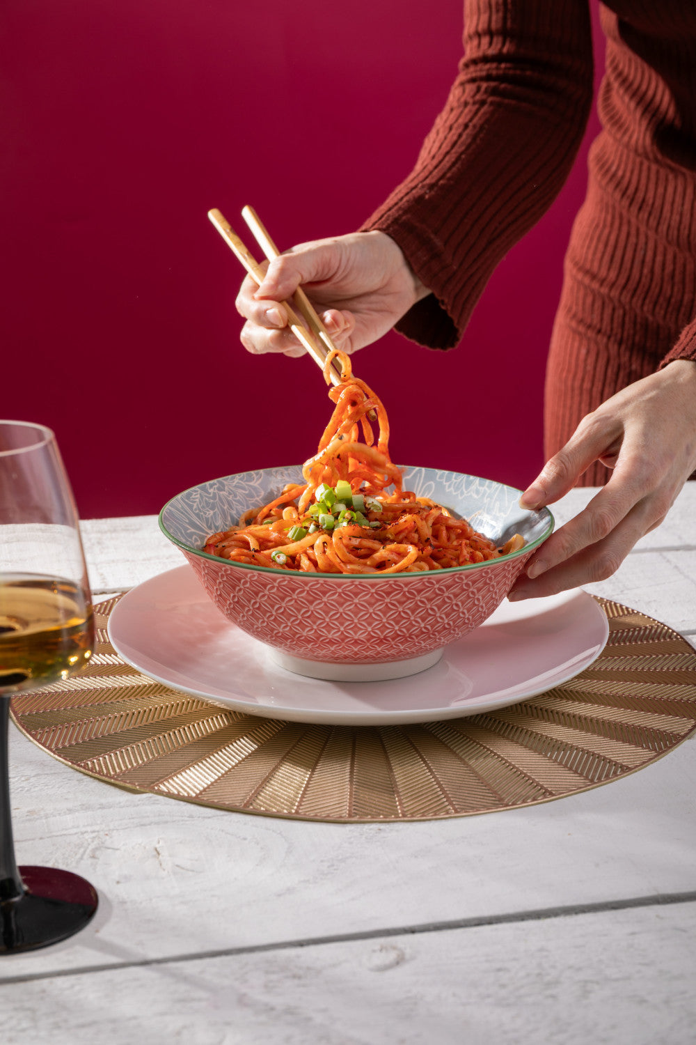 Mikasa Stoneware Ramen Bowl 21cm (Grey Floral)