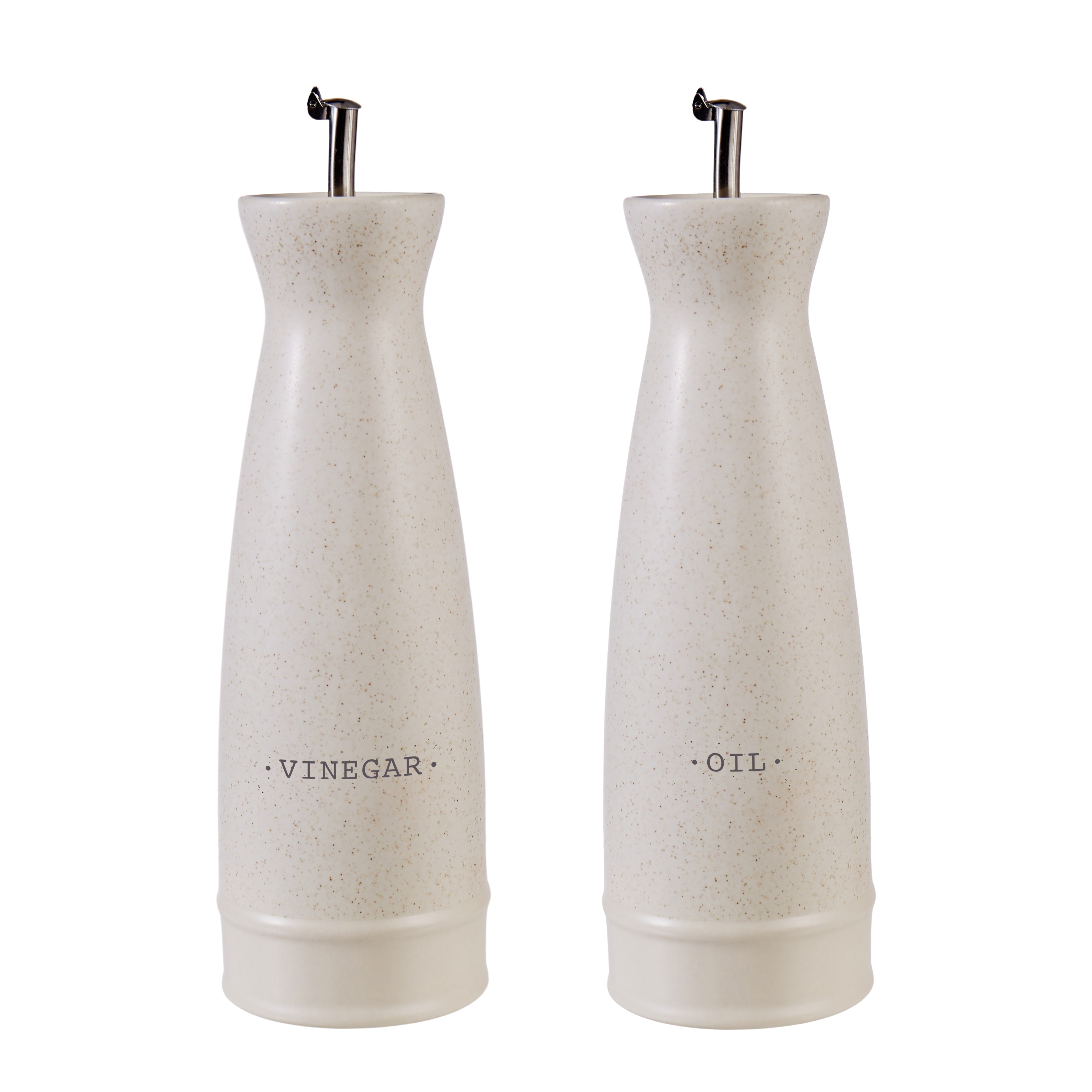 Davis & Waddell Darley Stoneware Oil And Vinegar 2 Piece Set Cream Speckle