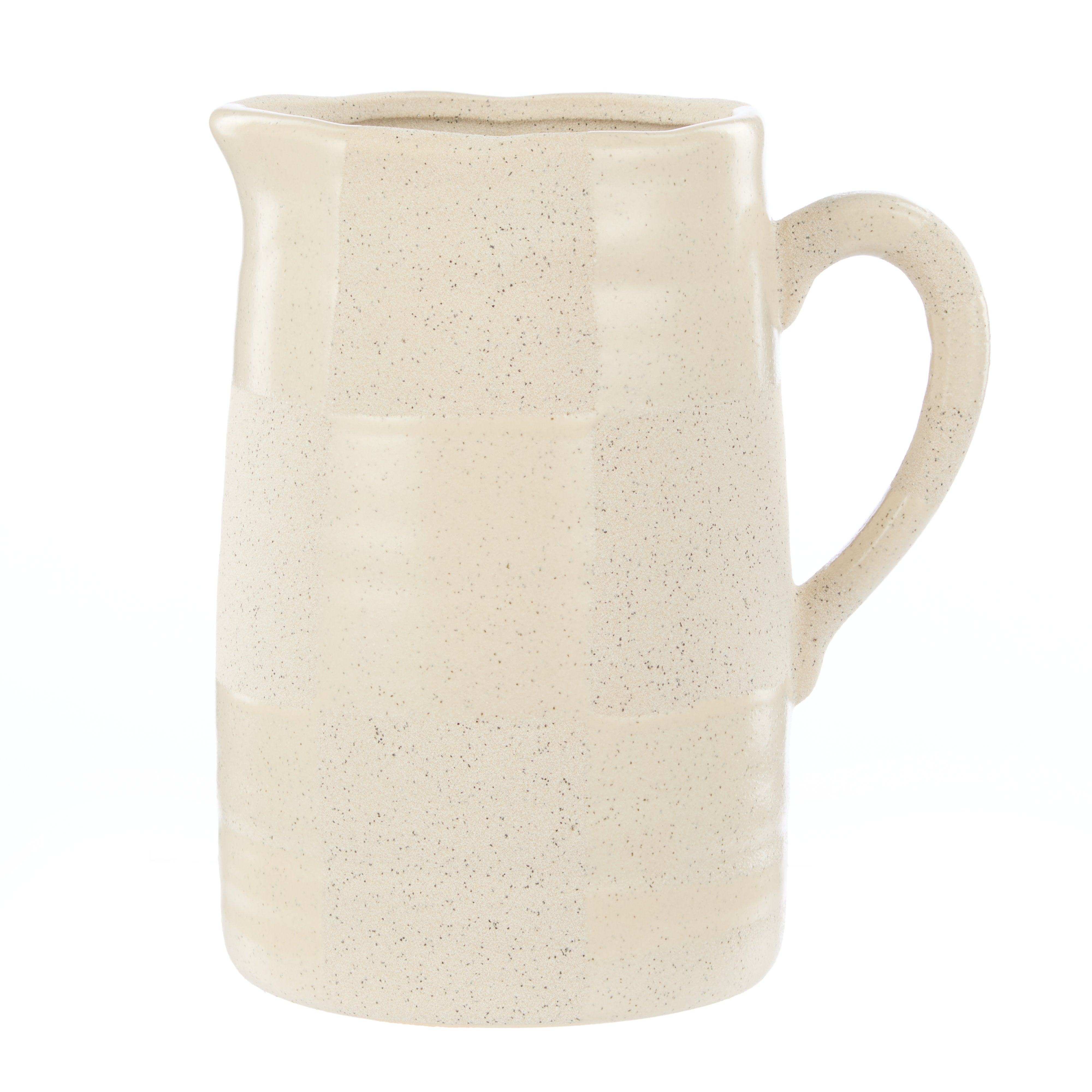 Amalfi Pierre Ceramic Check Vase Taupe & White