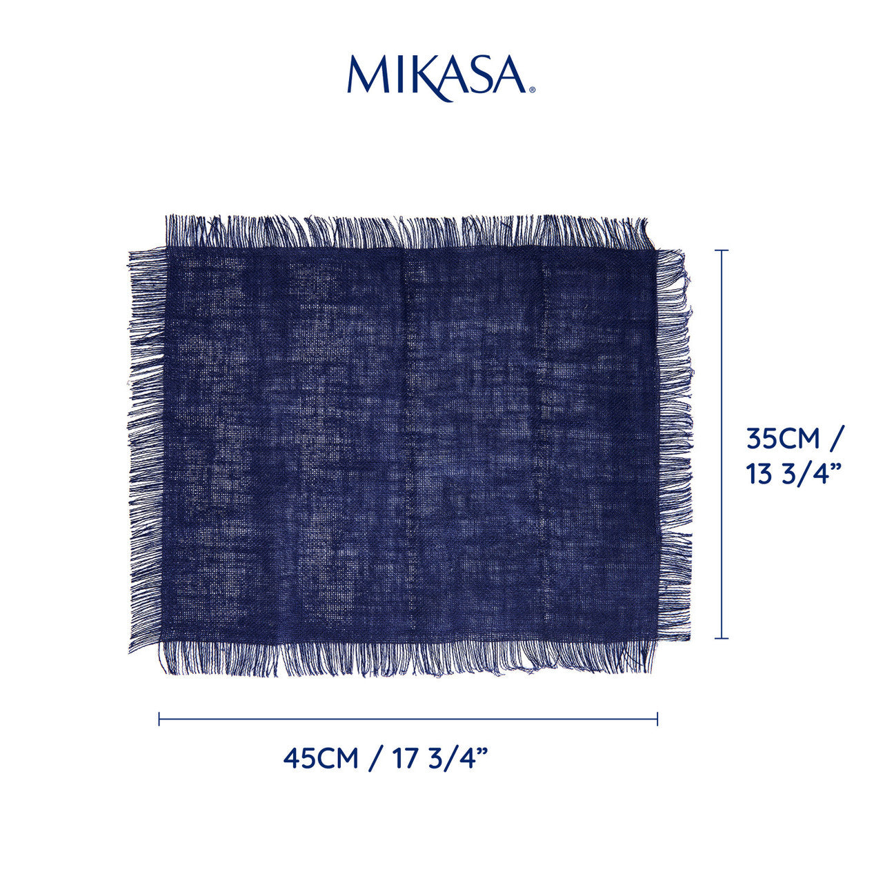Mikasa Jute Rectangular Placemat Set 2 Piece 35 x 45cm (Blue)