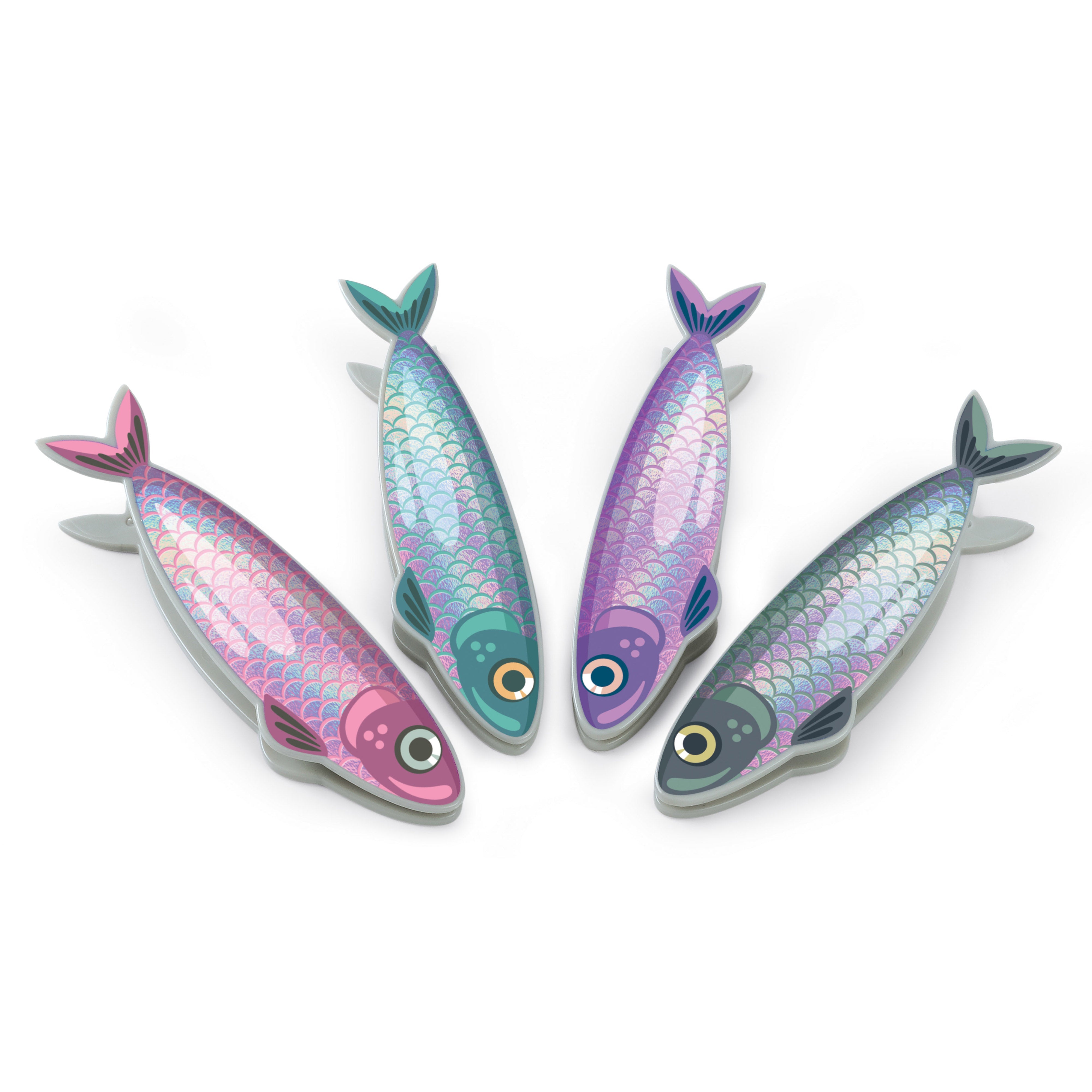 Fred Fish n Clips Bag Clips 4 Piece Set Multi-Coloured