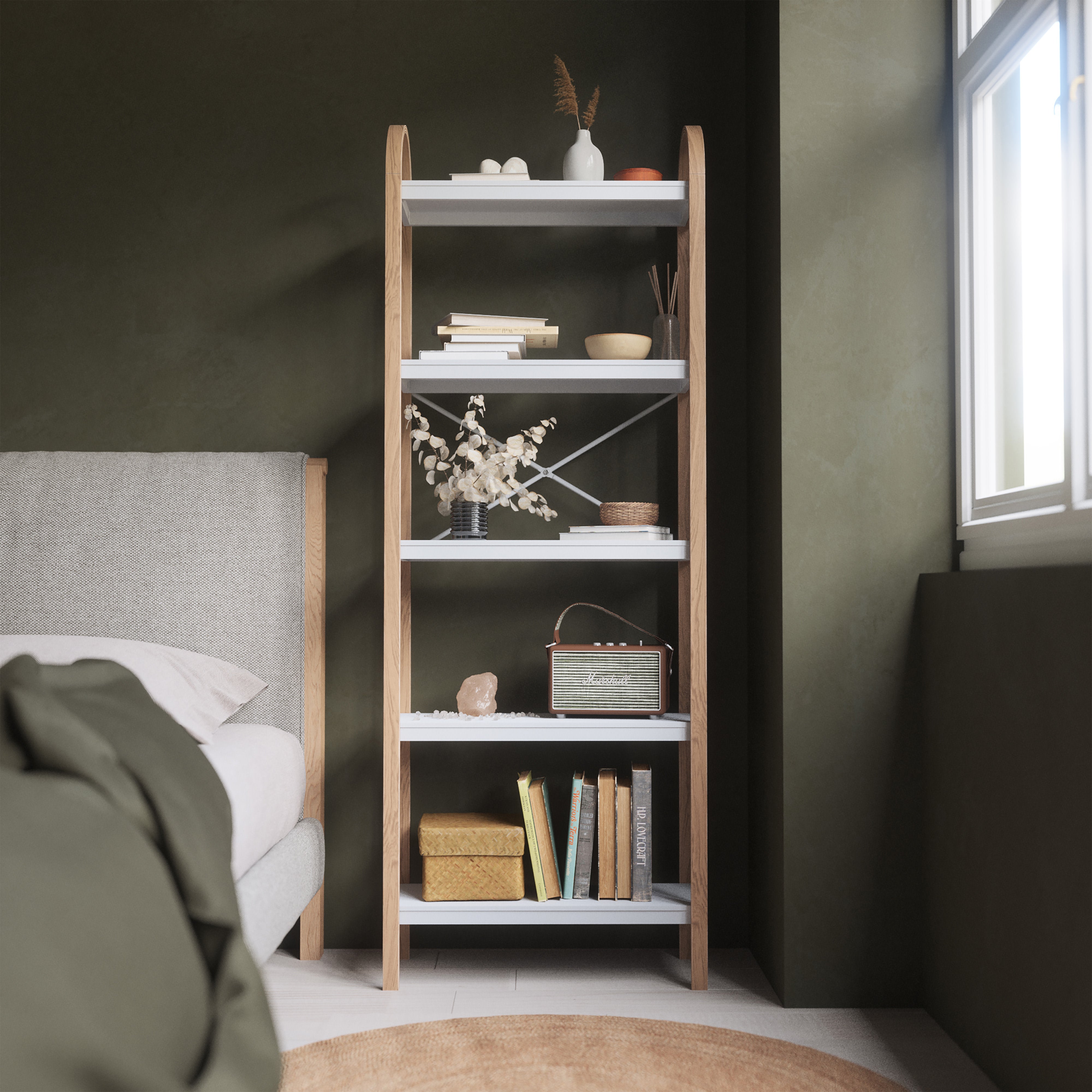 Umbra Bellwood Freestanding Shelf 5 Tier White & Natural